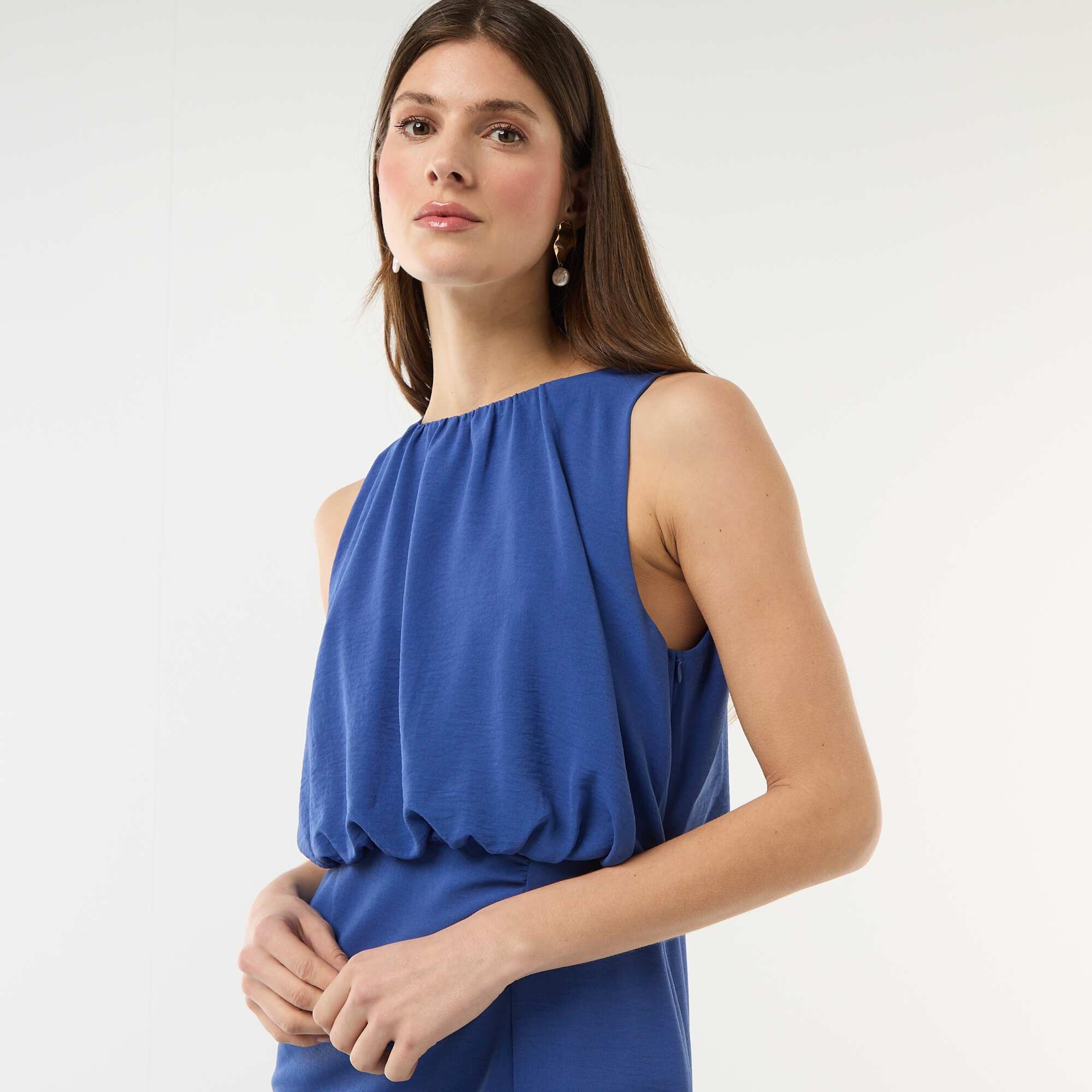 Sleeveless Draped Midi Dress BLUE - Image 3