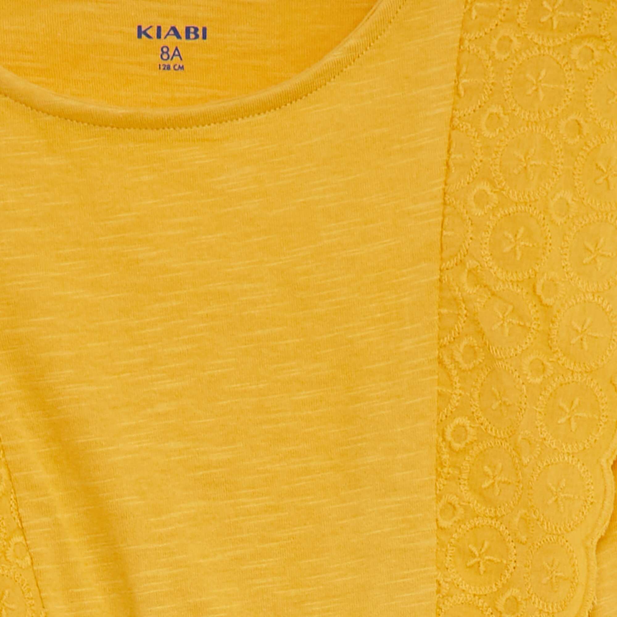 Sleeveless dress with broderie anglaise YELLOW - Image 3
