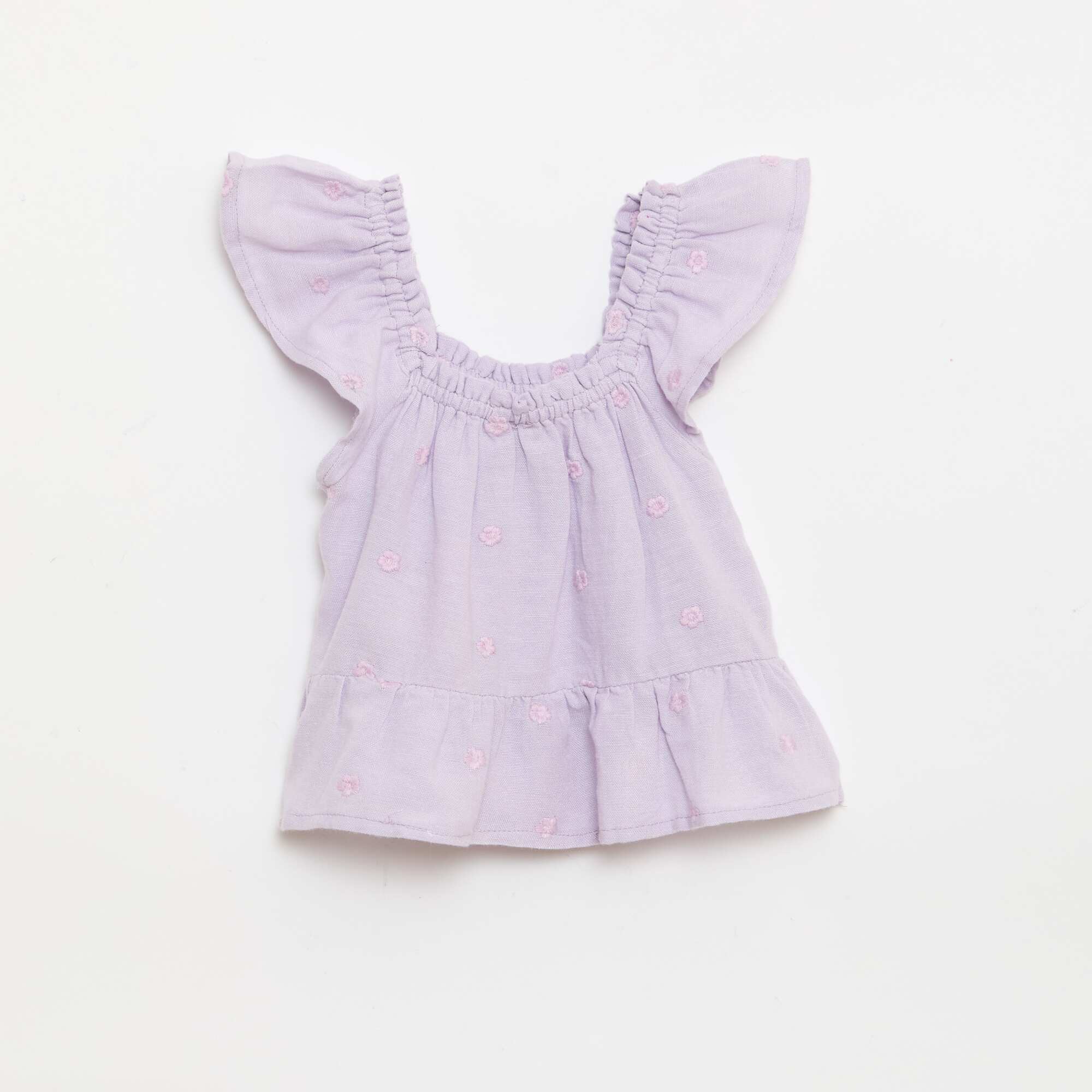 Sleeveless Embroidered Blouse PURPLE - Image 3