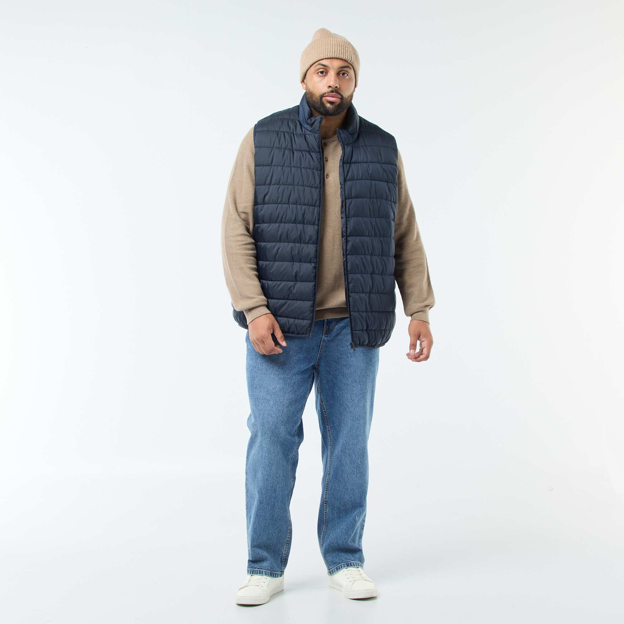 Sleeveless Light Padded Jacket with High Neck BLUE - Image 2