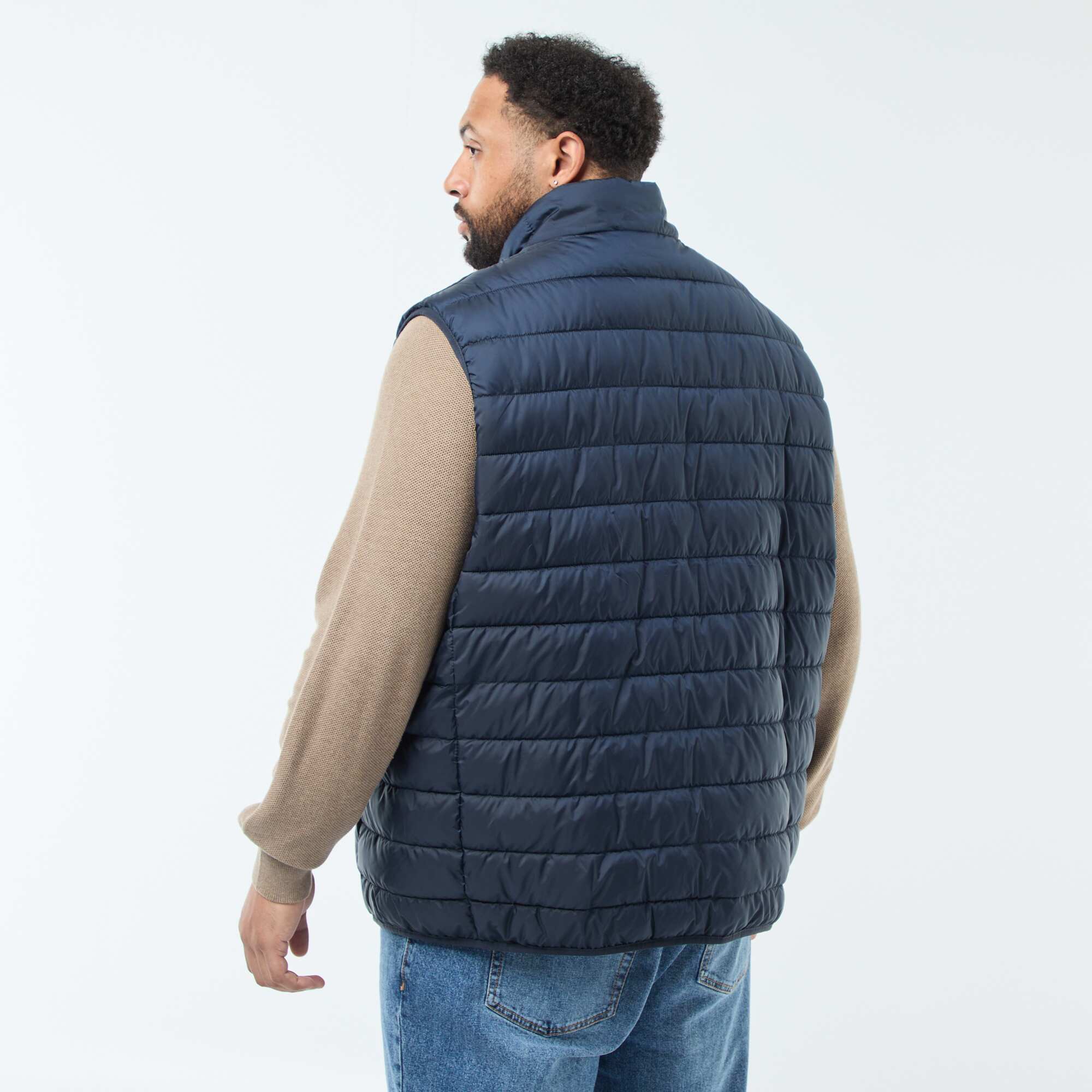 Sleeveless Light Padded Jacket with High Neck BLUE - Image 4
