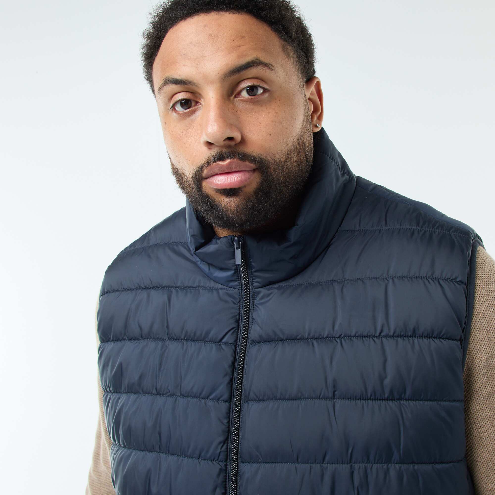 Sleeveless Light Padded Jacket with High Neck BLUE - Image 5