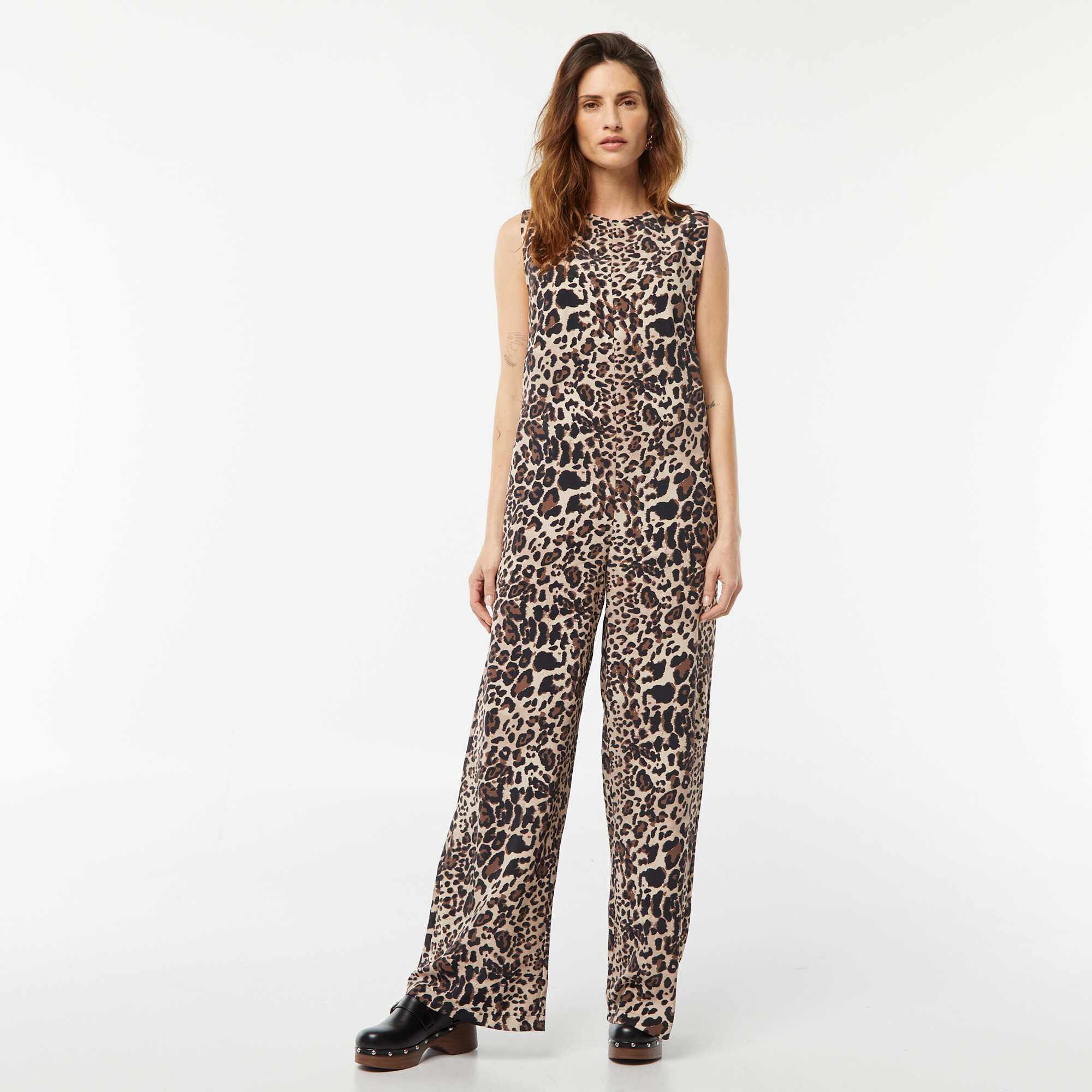 Sleeveless patterned jumpsuit BROWN - Image 2