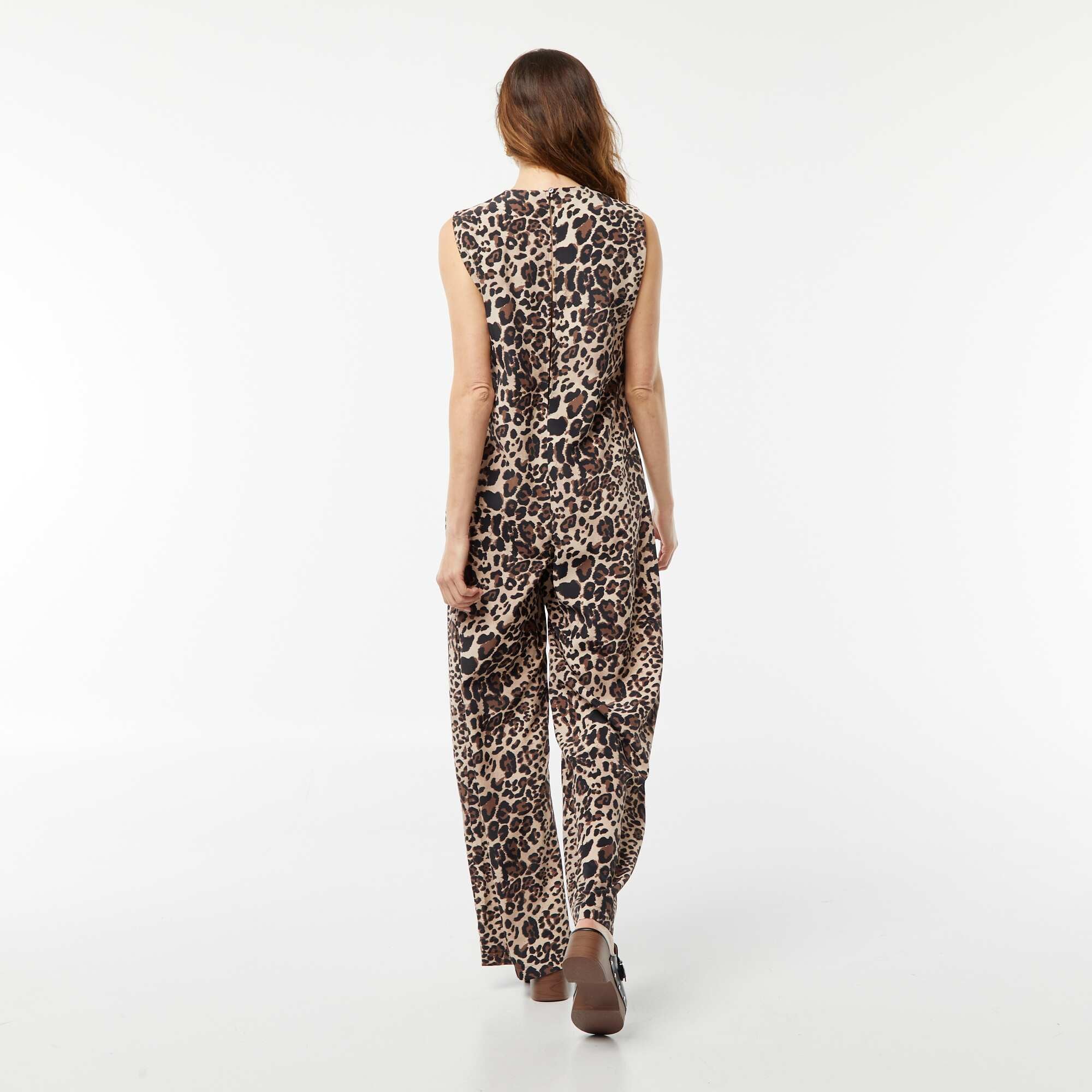 Sleeveless patterned jumpsuit BROWN - Image 3
