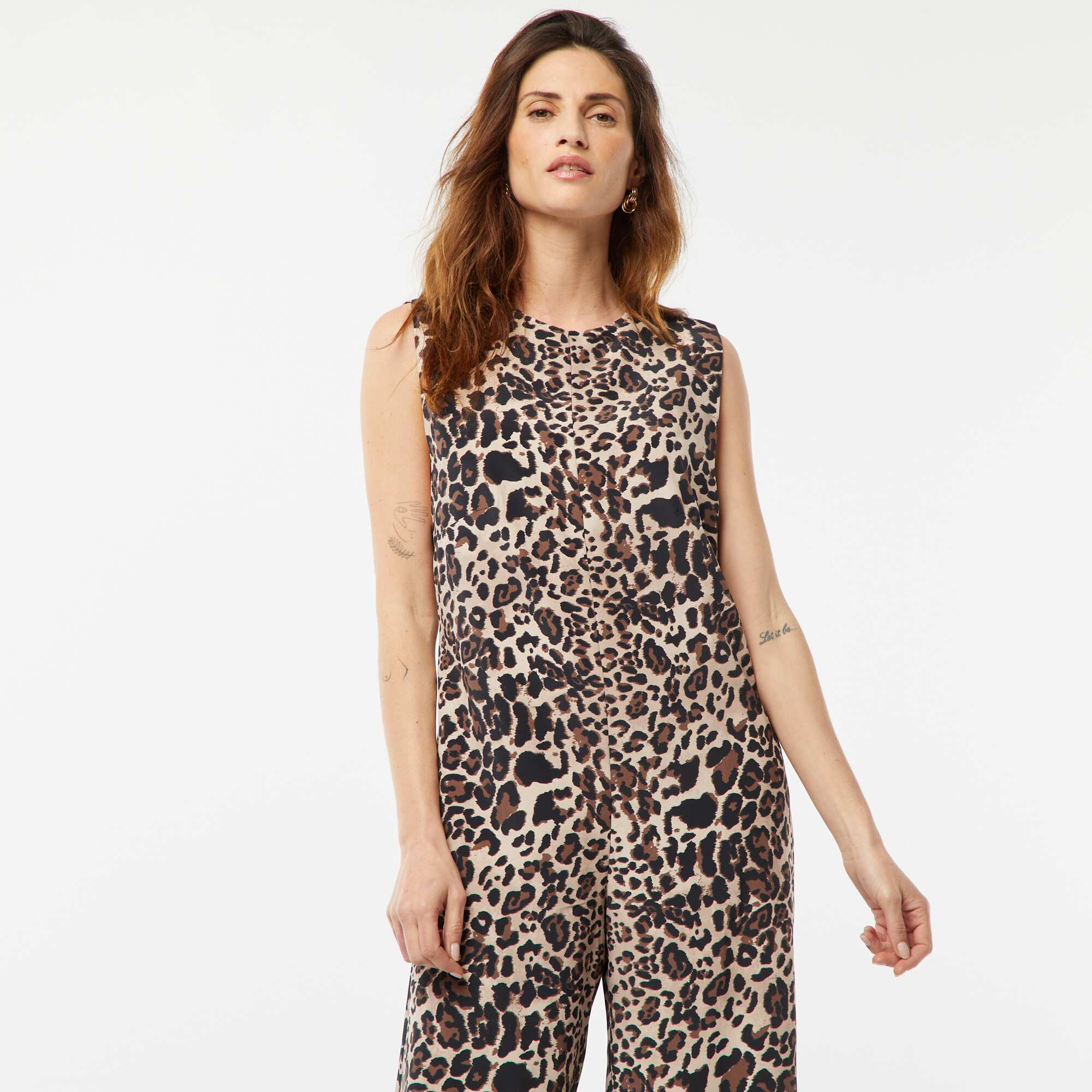 Sleeveless patterned jumpsuit BROWN - Image 4
