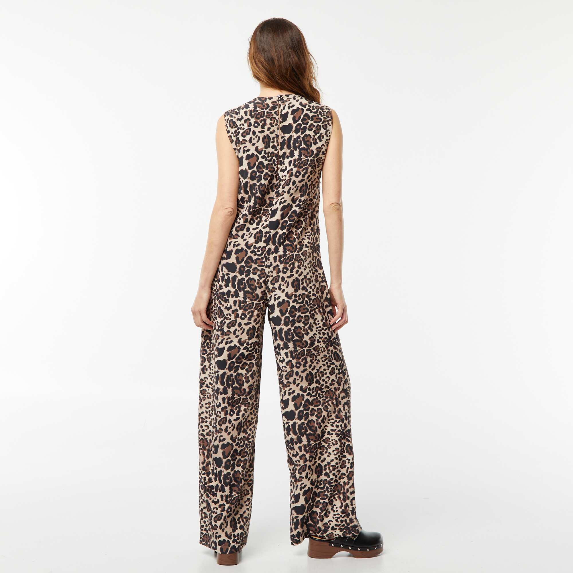Sleeveless patterned jumpsuit BROWN - Image 5