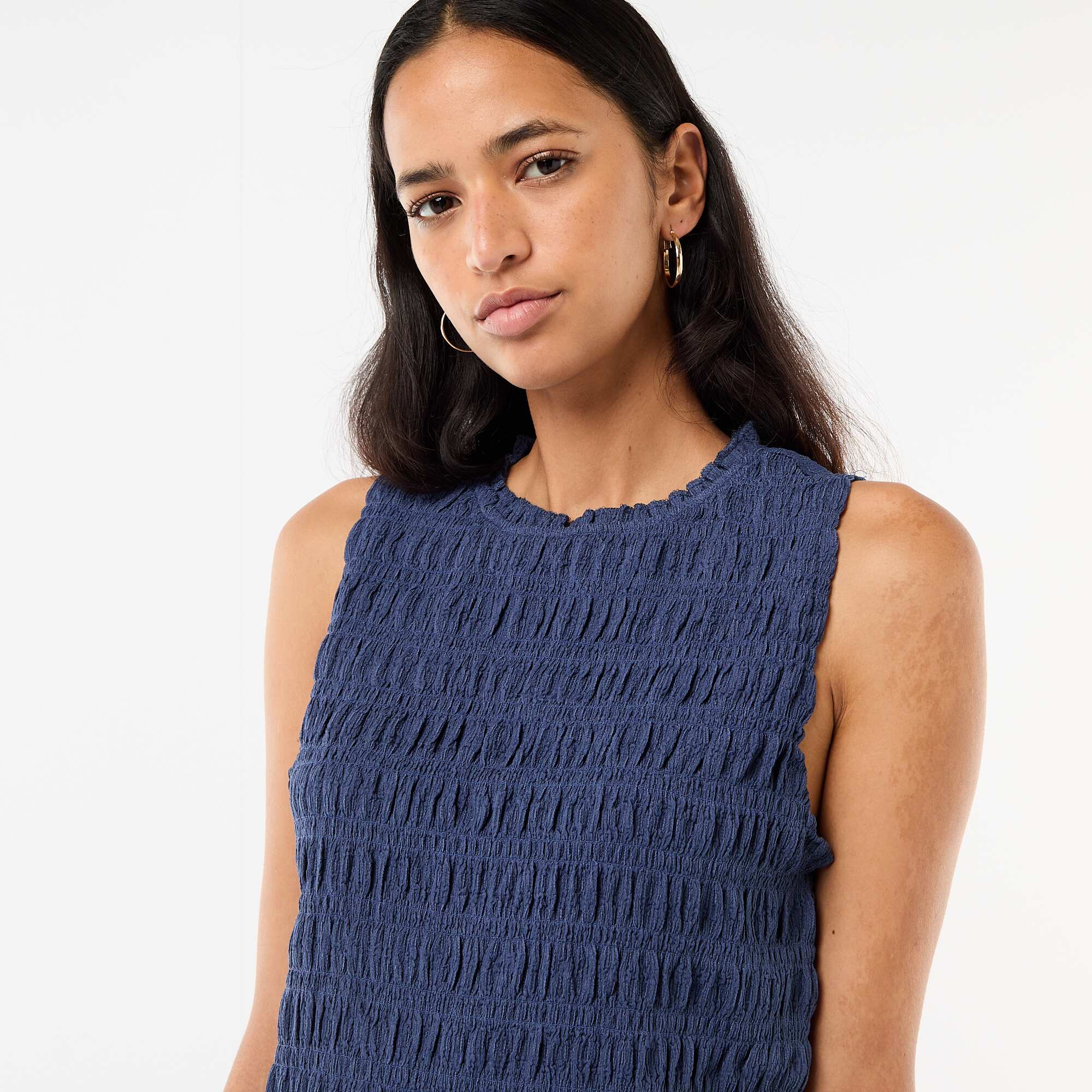 Sleeveless Smocked Top BLUE - Image 5