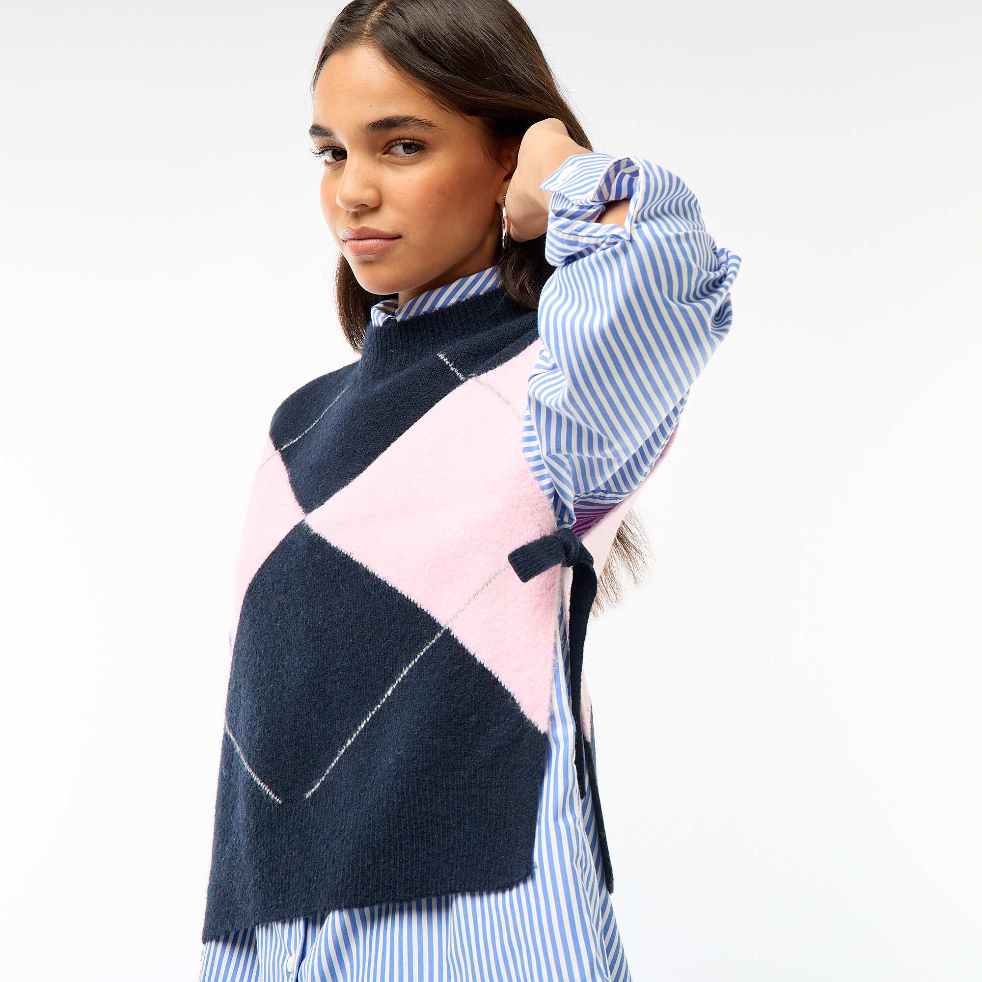 Sleeveless Sweater with Side Tie Details BLUE - Image 4