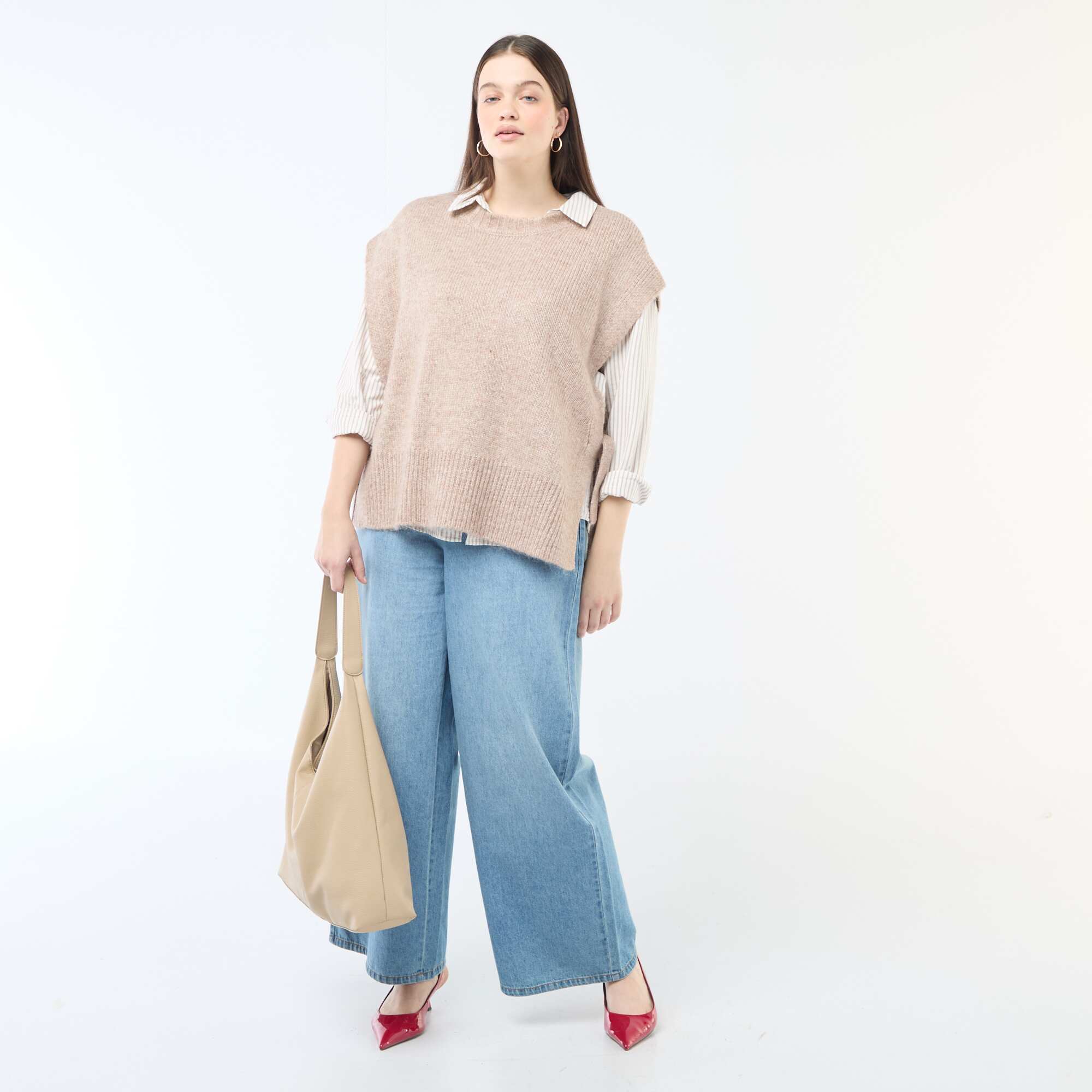 Sleeveless Tie-Side Sweater BROWN - Image 2