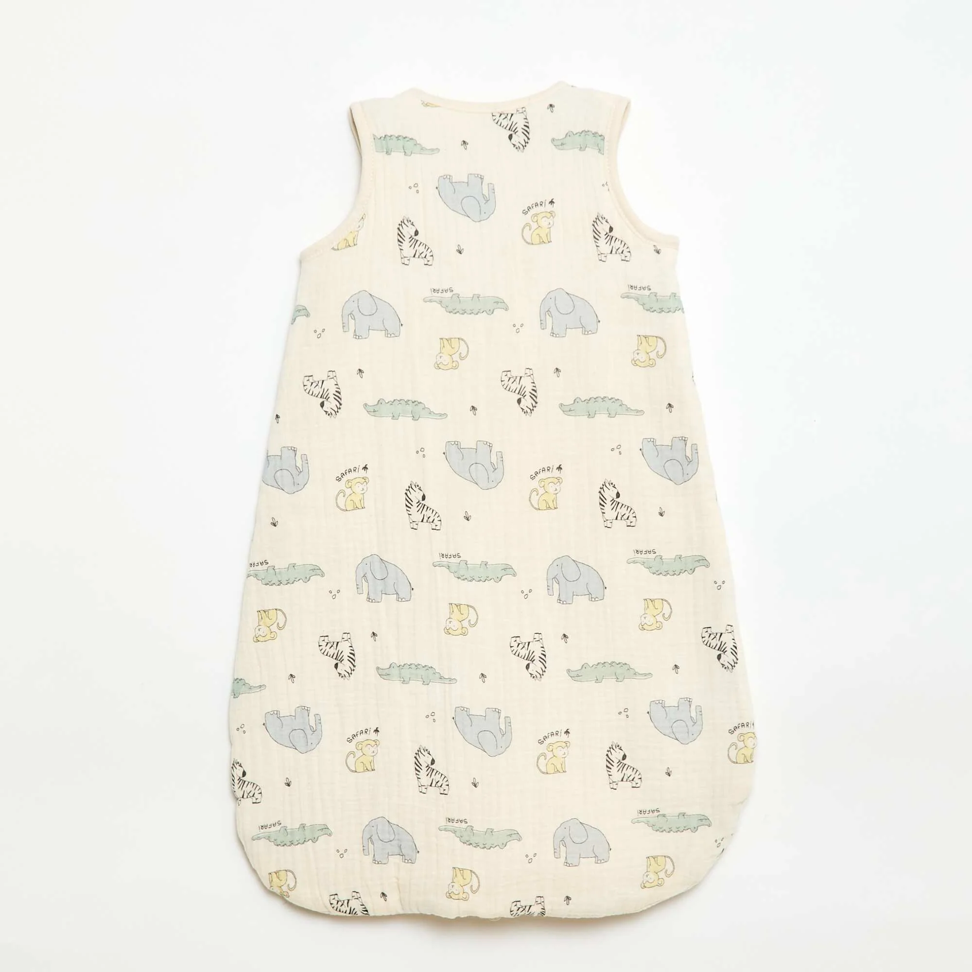 Sleeveless Zipped Cotton Sleep Sack BEIGE - Image 2