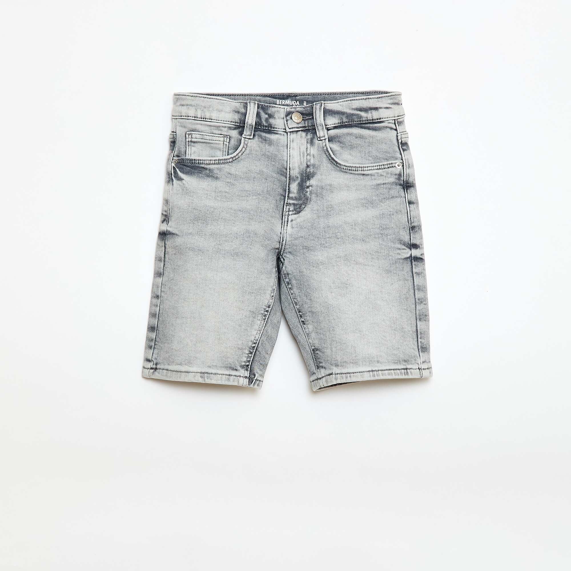 Slim denim Bermuda shorts GREY