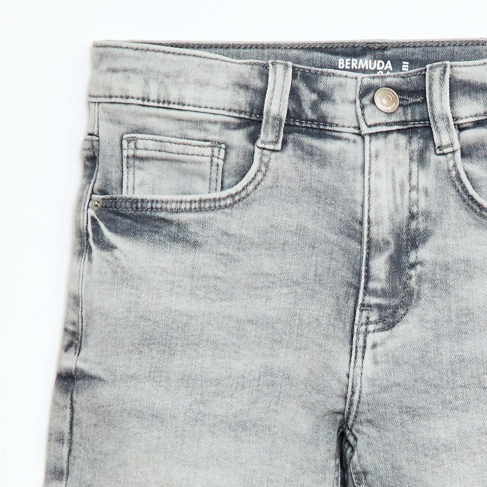 Slim denim Bermuda shorts GREY - Image 3
