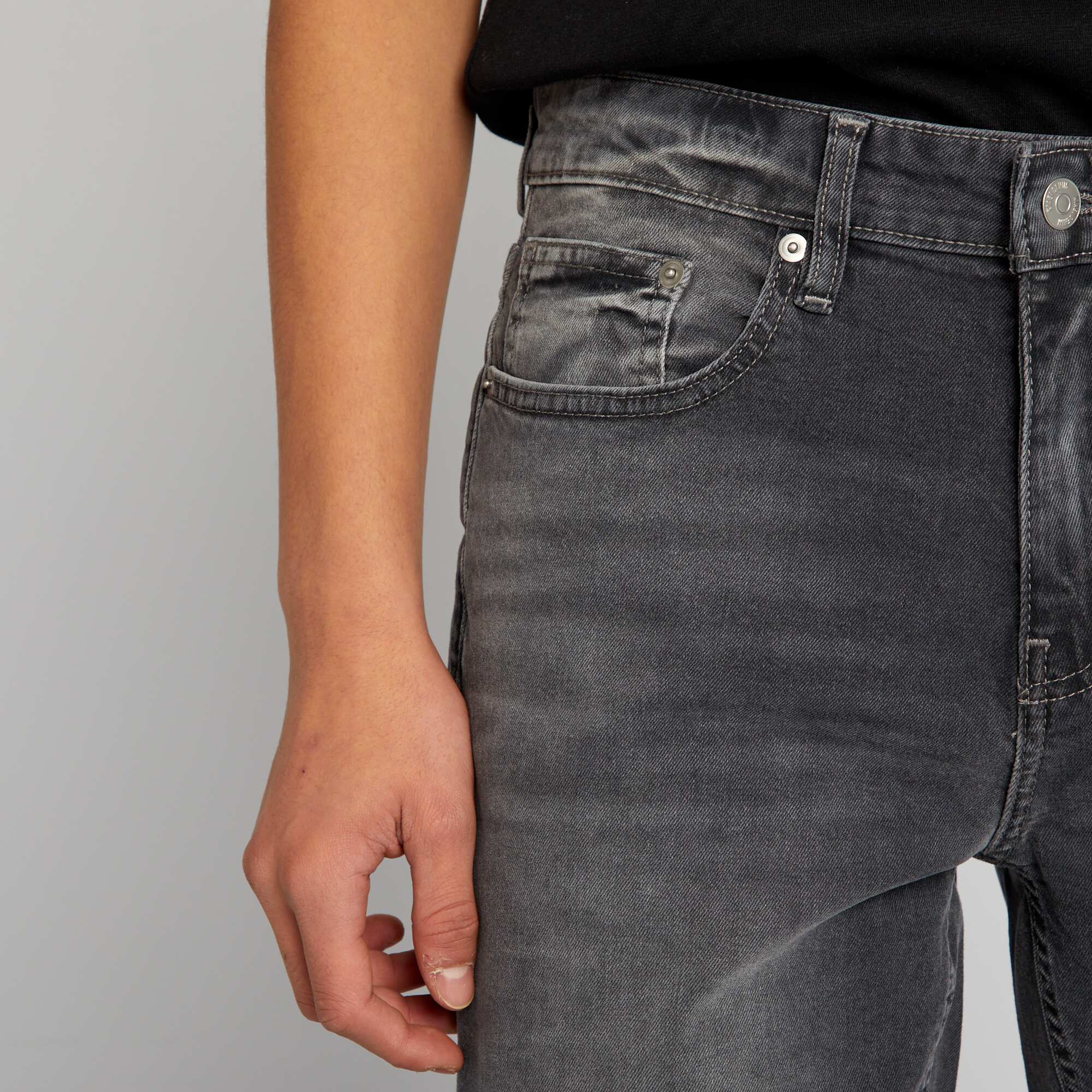 Slim-fit 5-pocket denim trousers GREY - Image 4