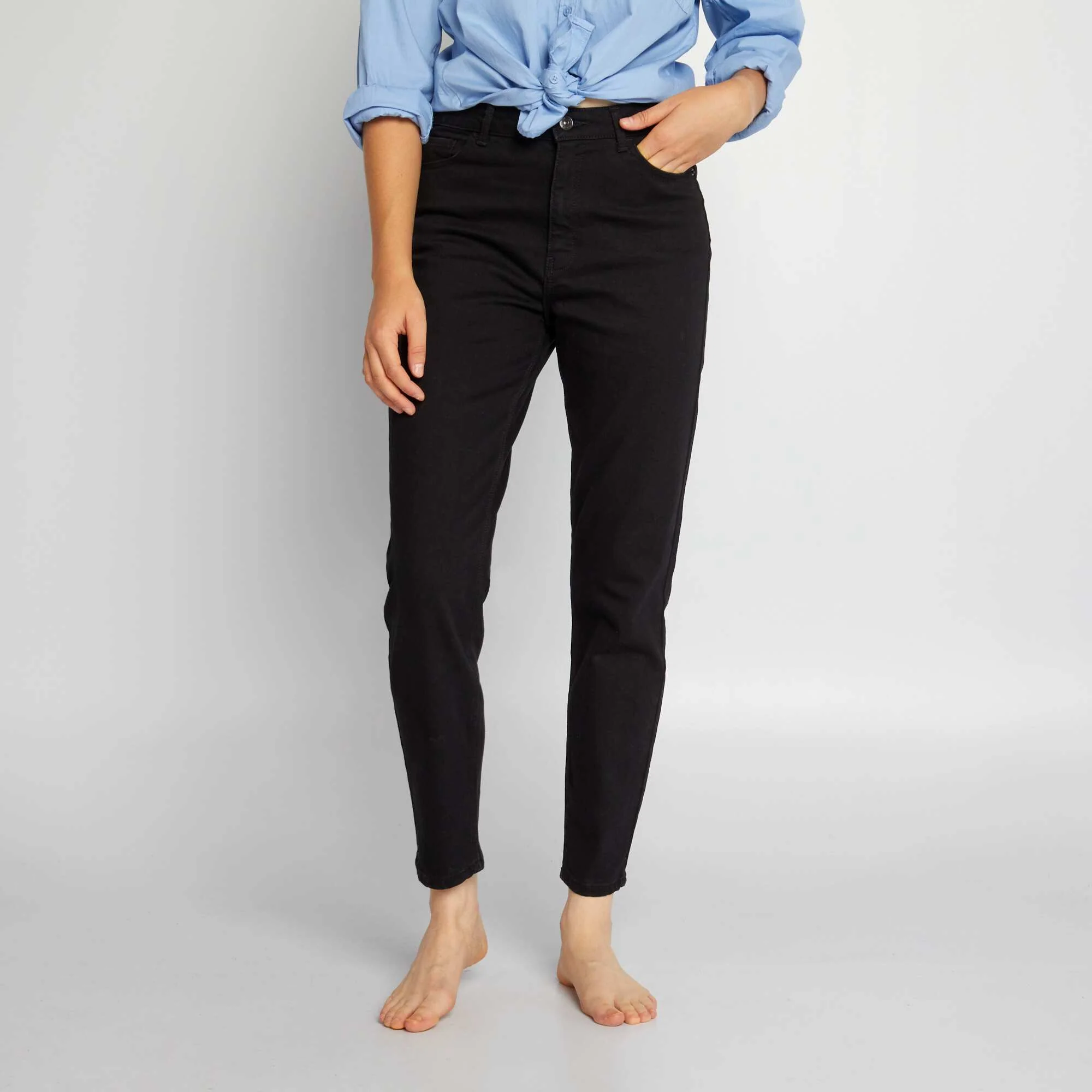 Slim-fit denim trousers - 30L BLACK_DENI - Image 3