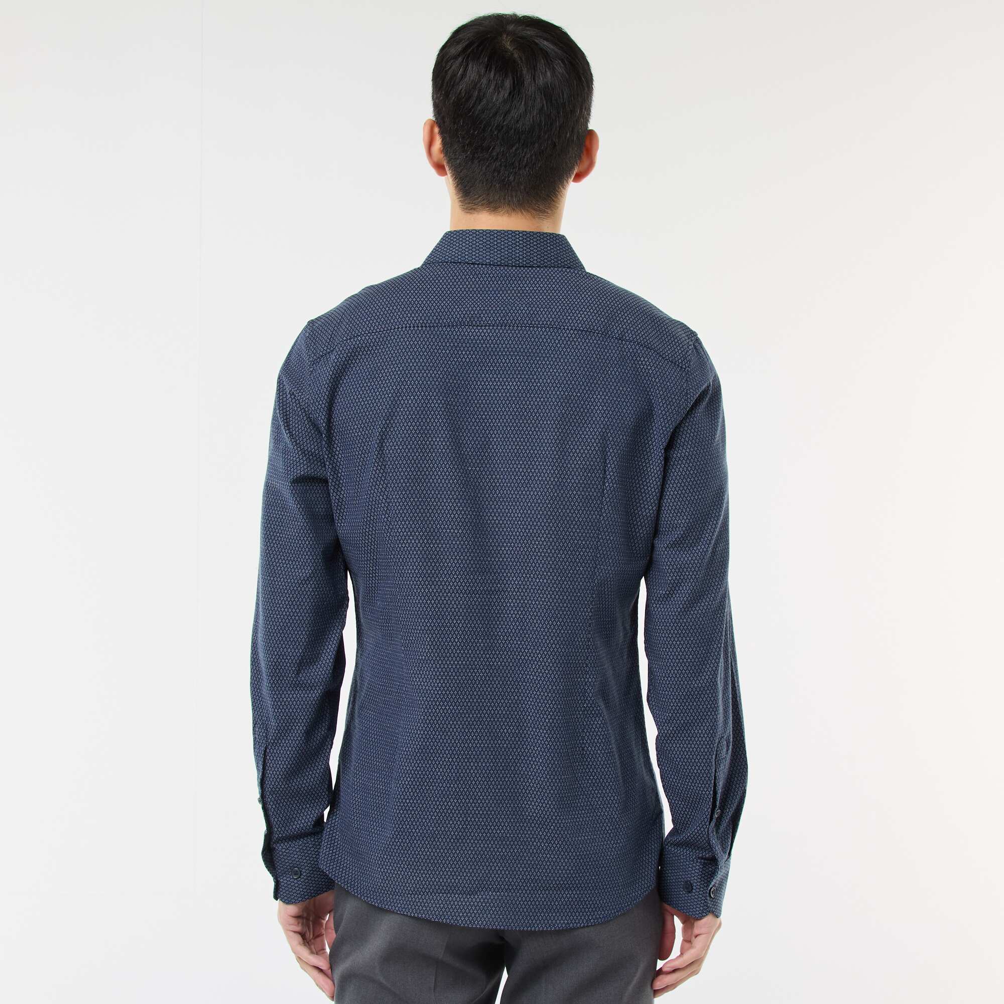 Slim-fit dobby shirt BLUE - Image 5