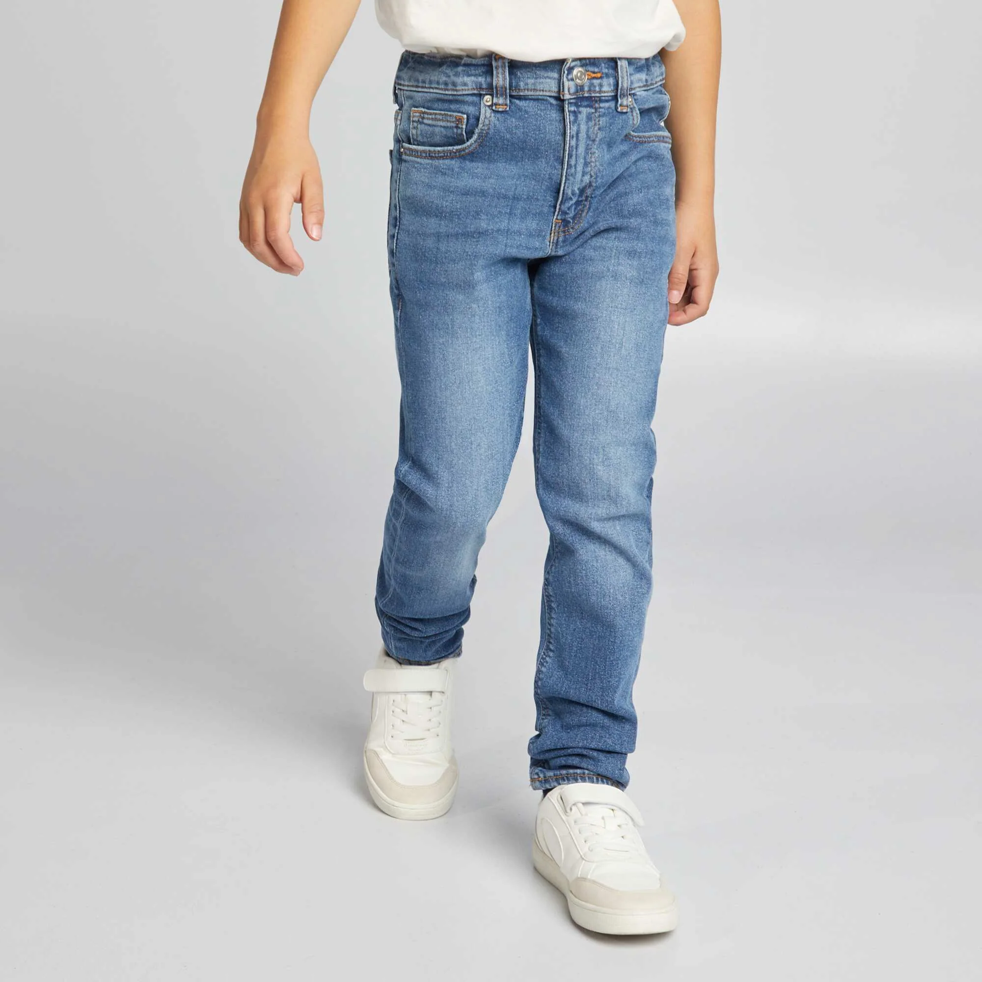 Slim-fit jeans with adjustable waist BLUE - Image 3