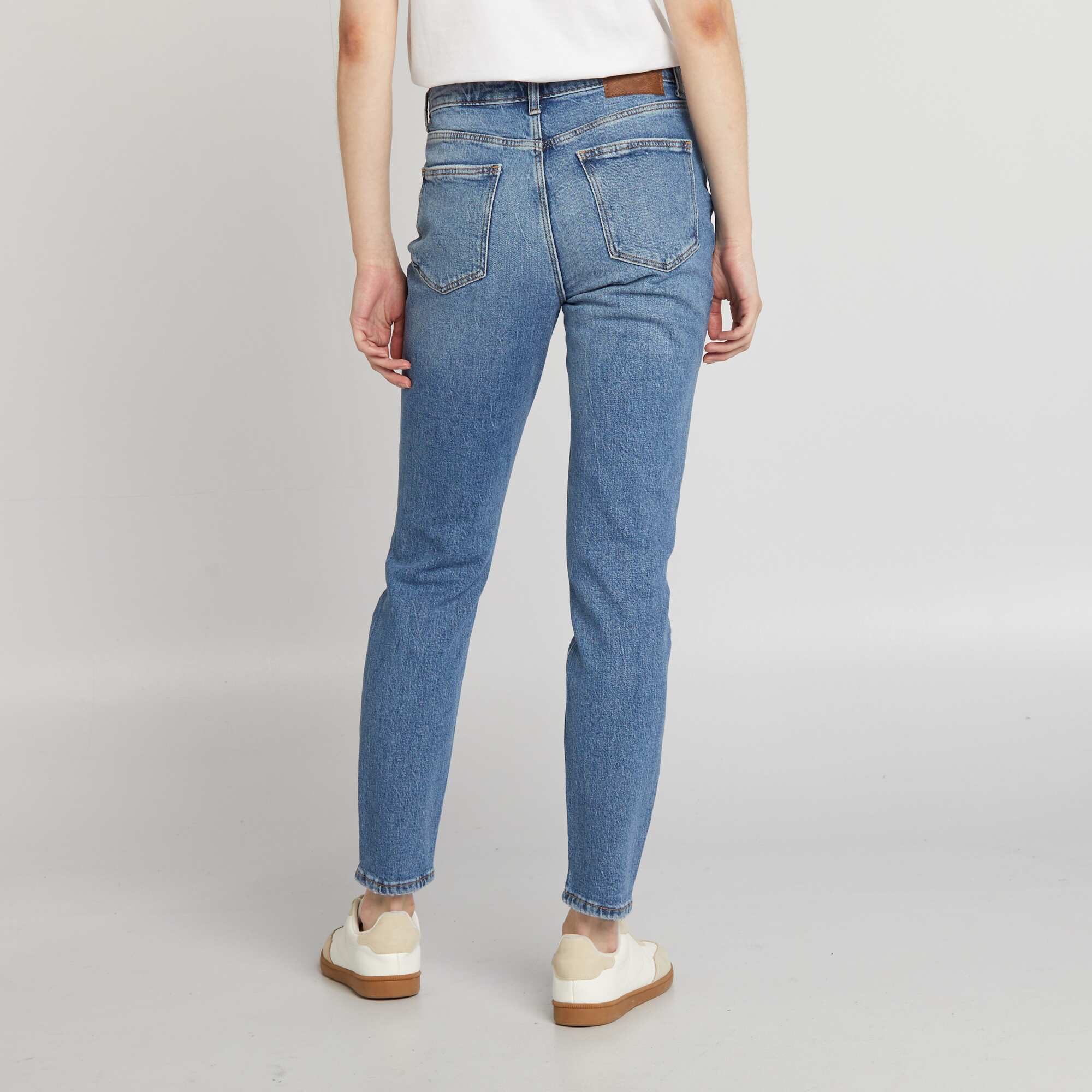Slim-fit jeans with high waist and distressed detailing BLUE - Image 5