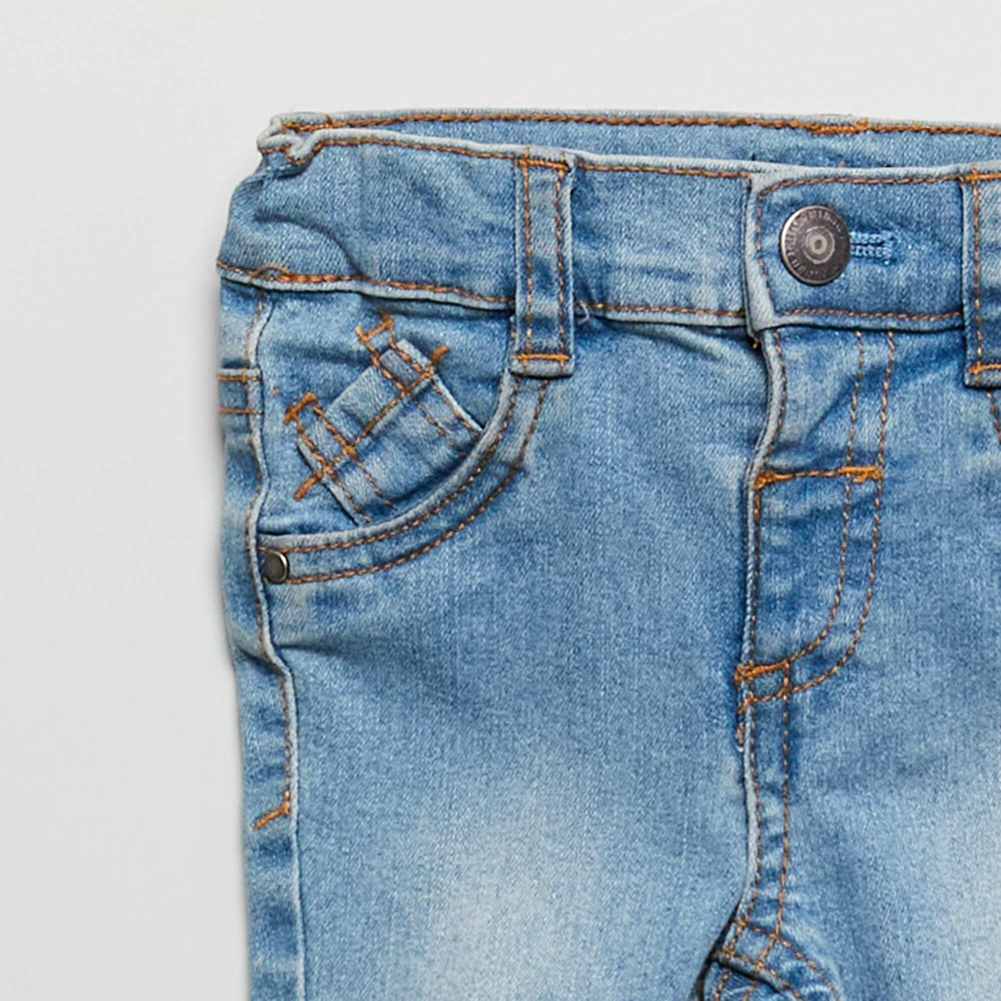 Slim-fit stretchy jeans with adjustable waist BLUE - Image 3
