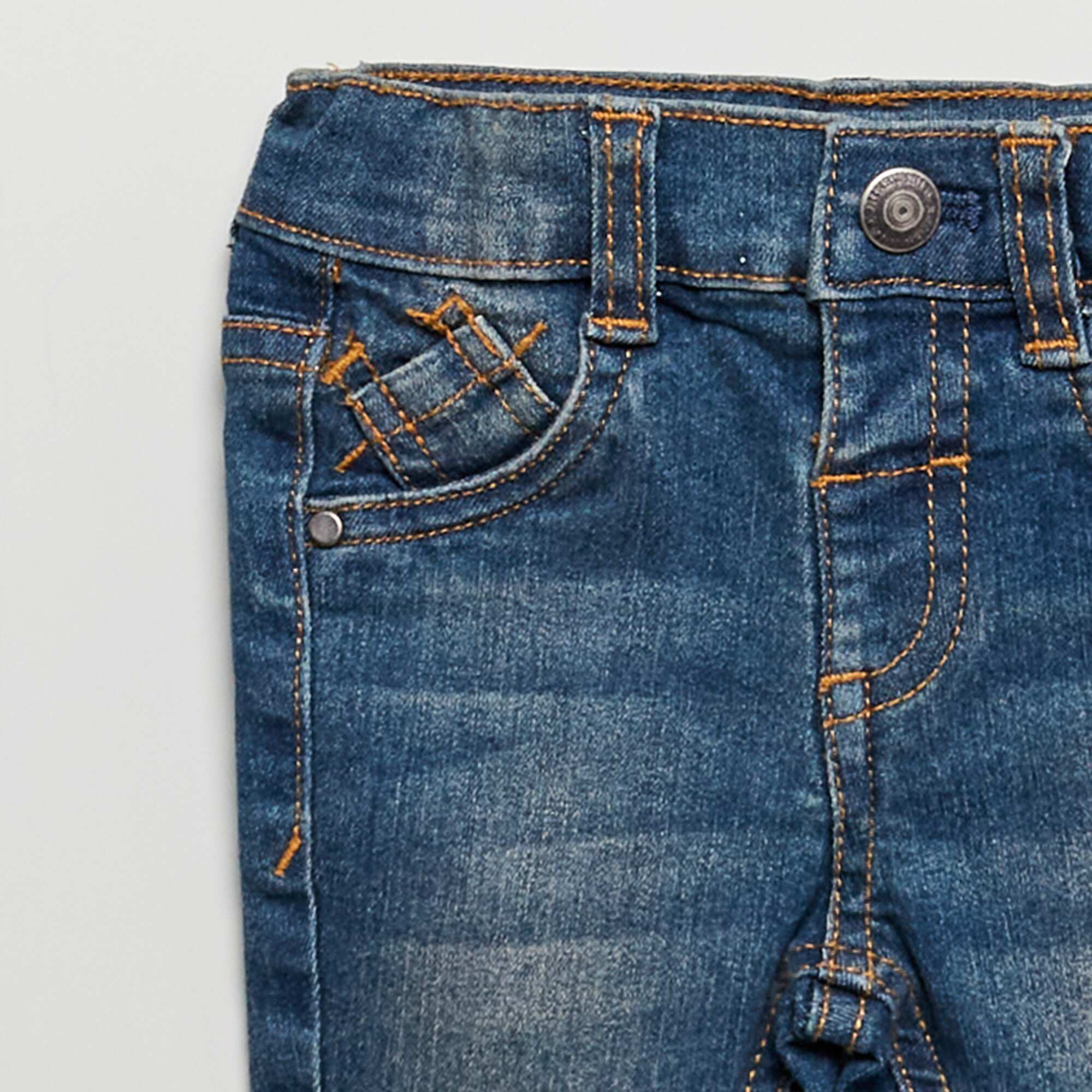 Slim-fit stretchy jeans with adjustable waist BLUE - Image 3