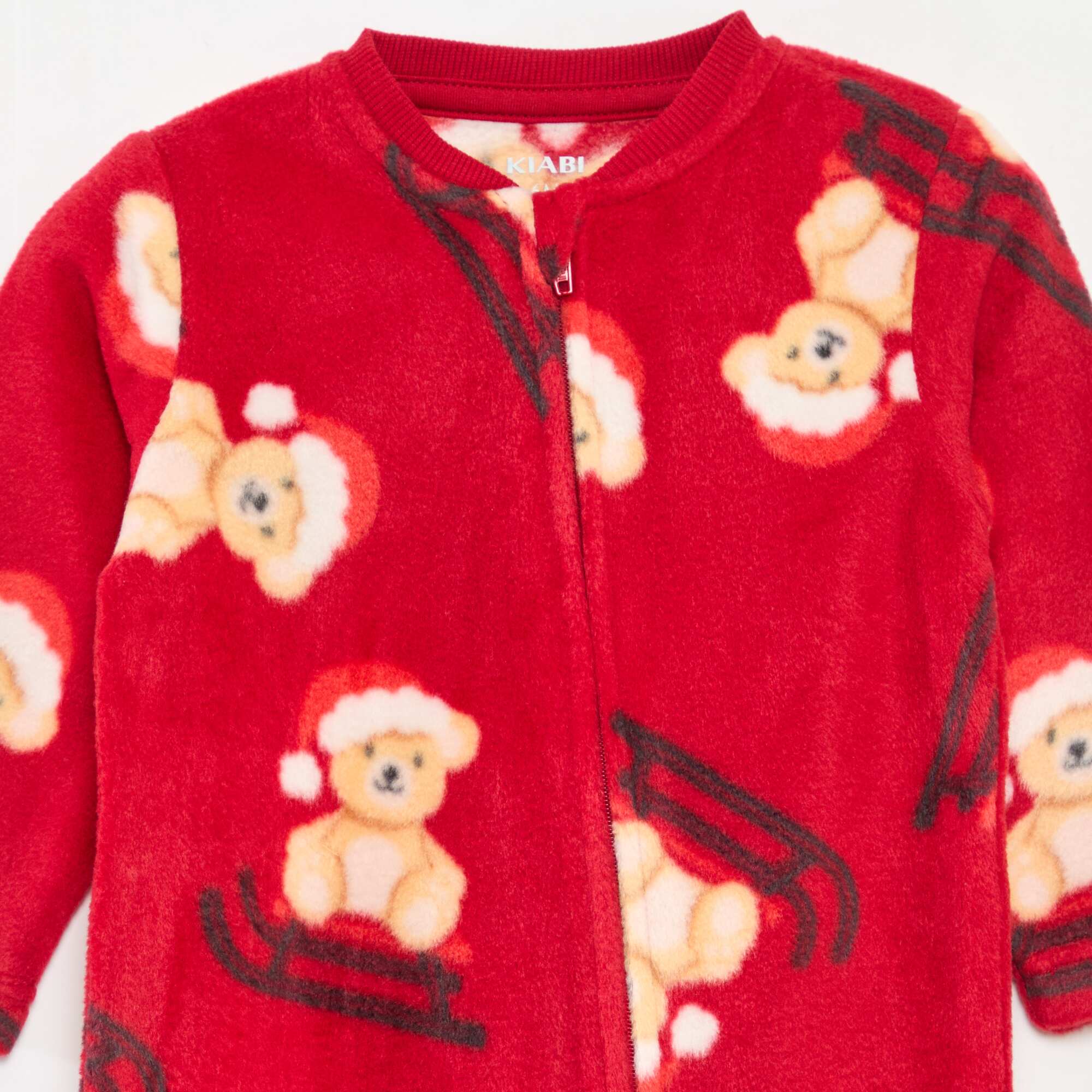 Snuggly Christmas All-Over Fleece Sleepsuit RED - Image 3