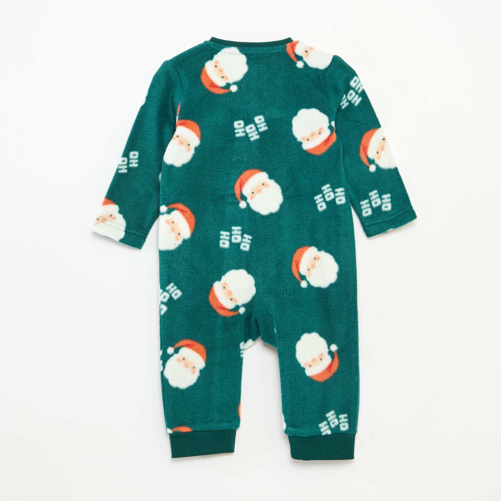 Snuggly Warm Christmas All-Over Fleece Sleepsuit GREEN - Image 3