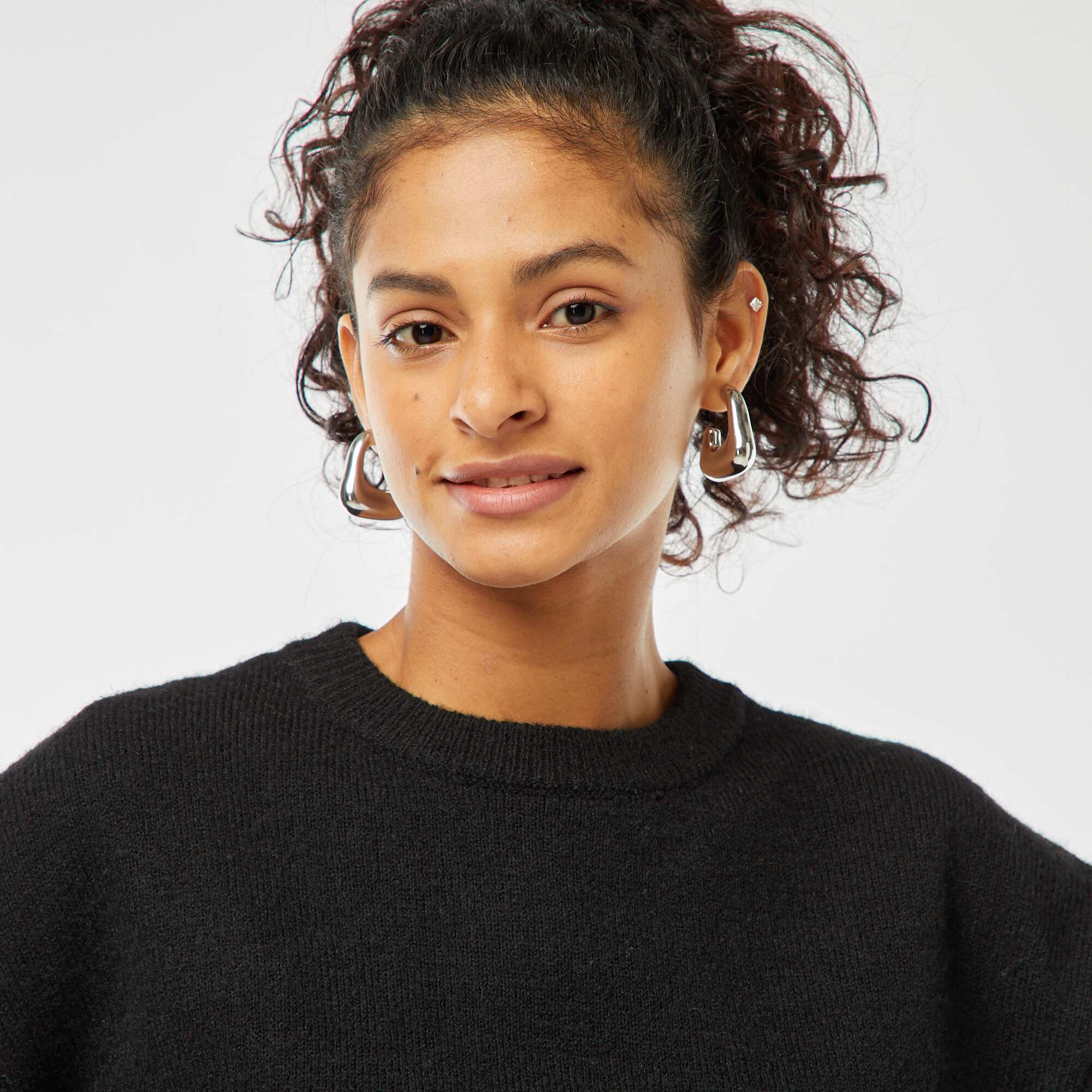 Soft knit cropped sweater BLACK - Image 5