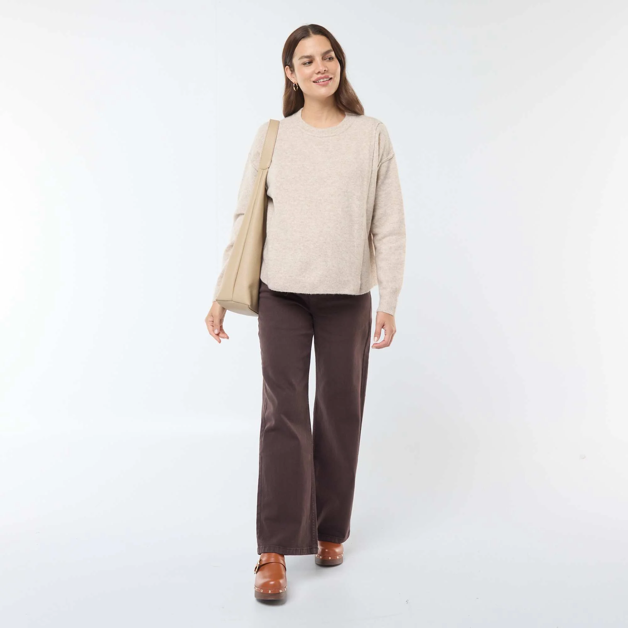 Soft knit nursing sweater BEIGE - Image 3