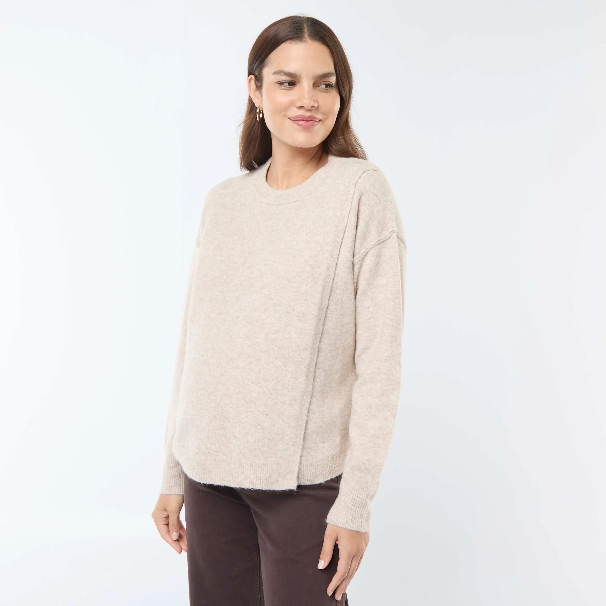 Soft knit nursing sweater BEIGE - Image 4
