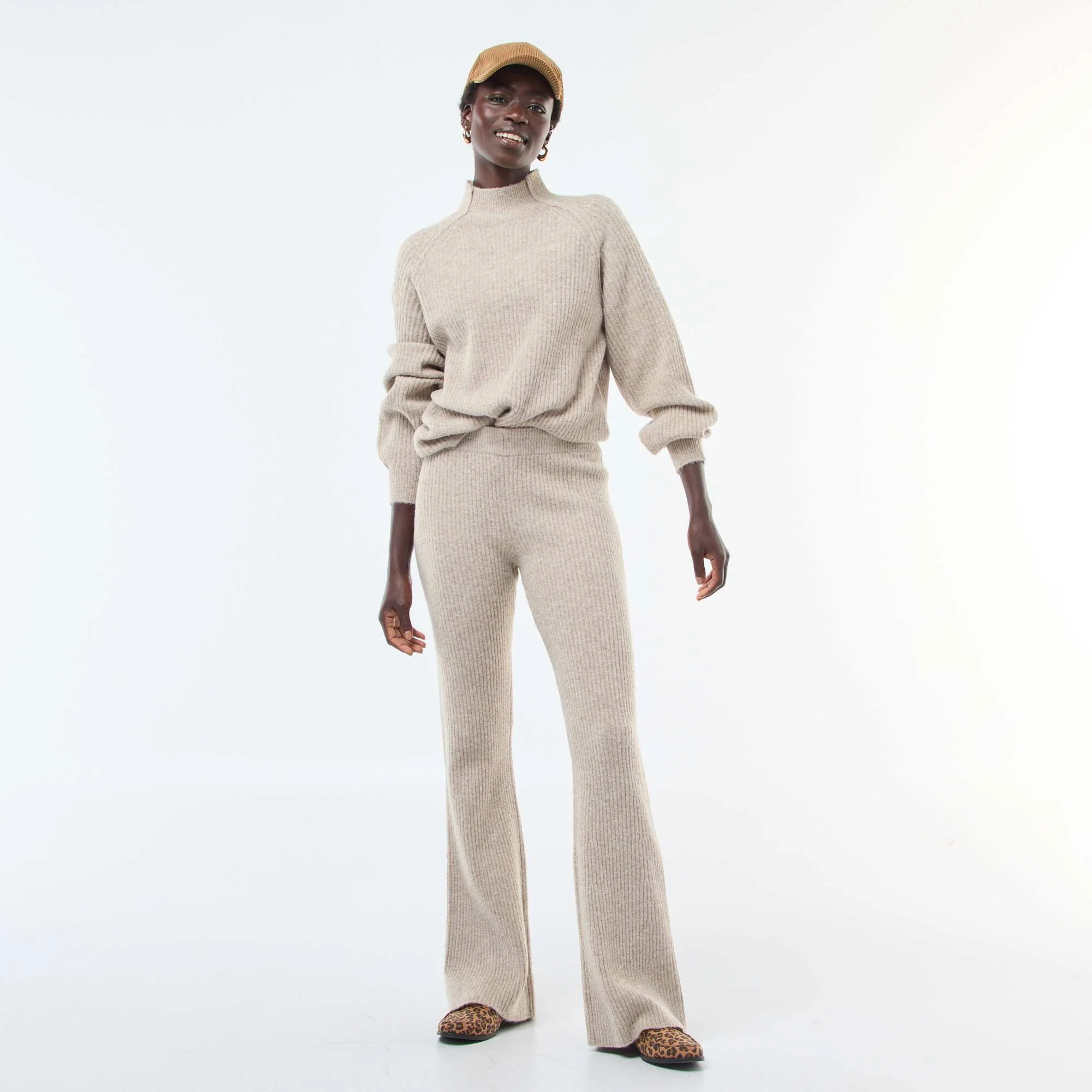 Soft Ribbed Leggings BEIGE