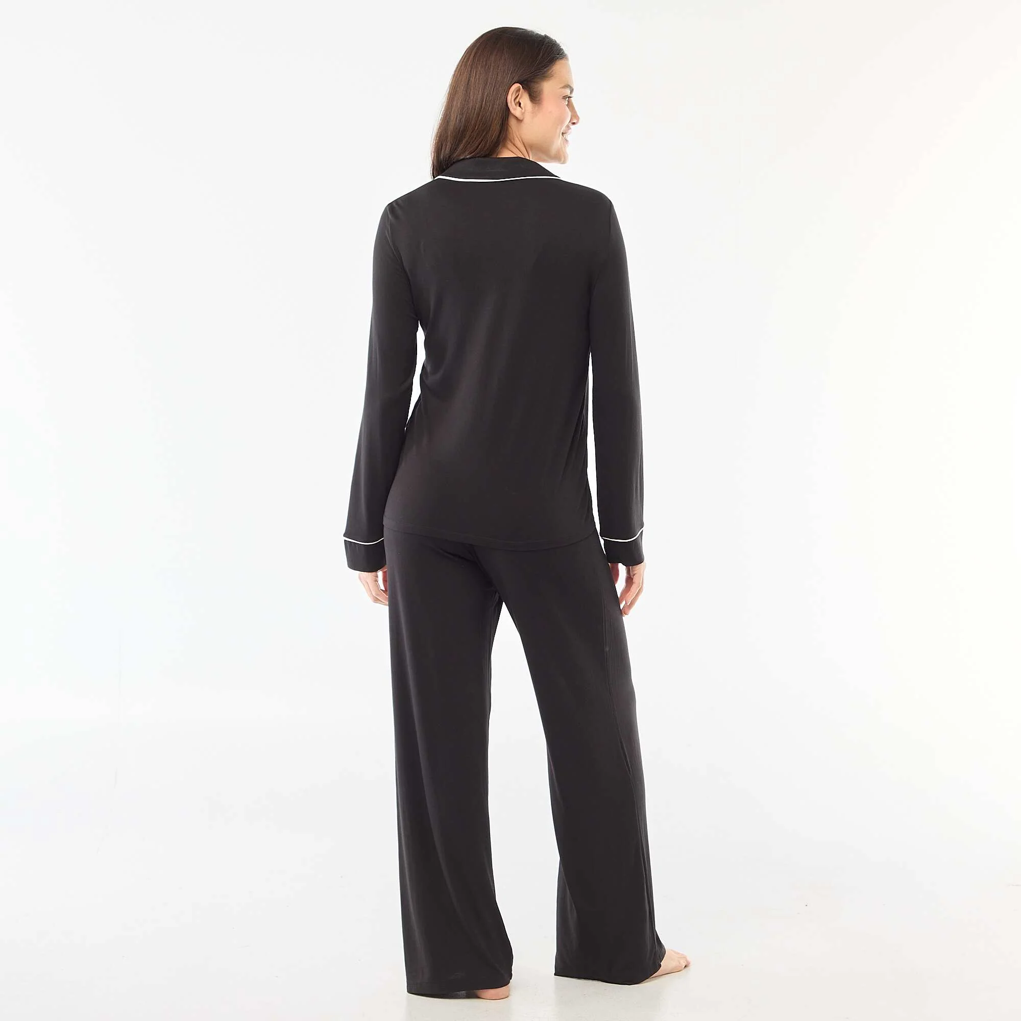 Soft Stretch Knit Pajama Set - 2 Piece BLACK - Image 2