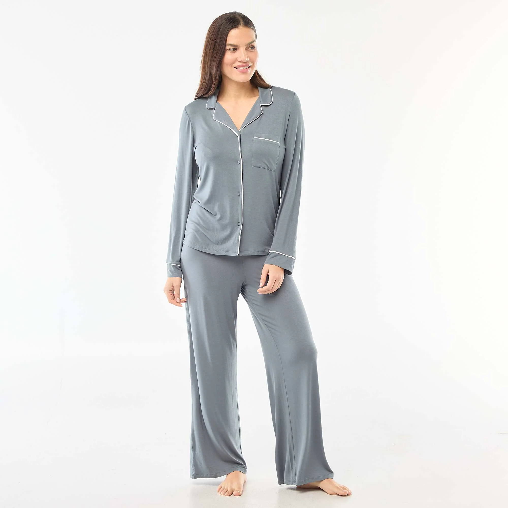 Soft Stretch Knit Pajama Set - 2 Piece GREY