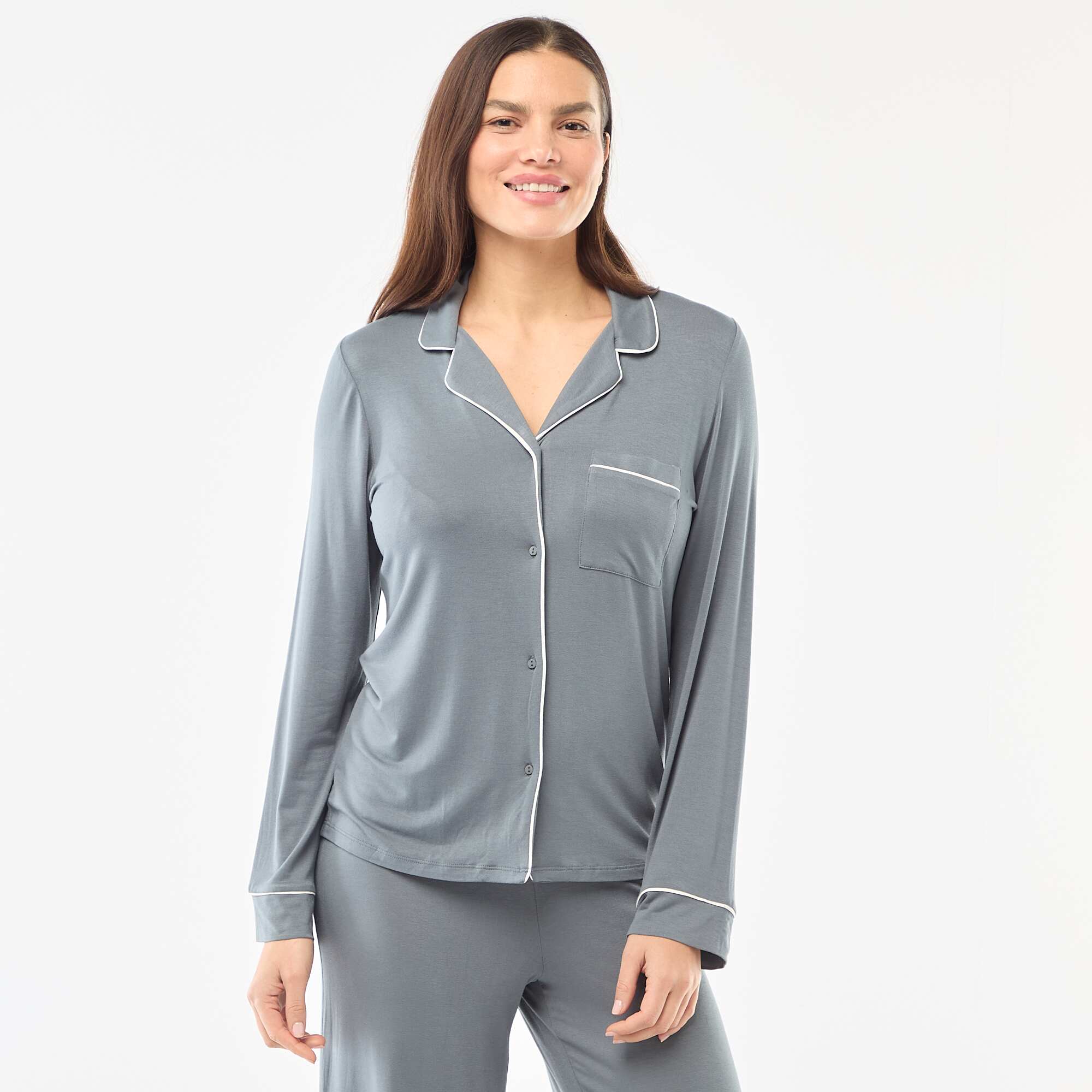 Soft Stretch Knit Pajama Set - 2 Piece GREY - Image 2