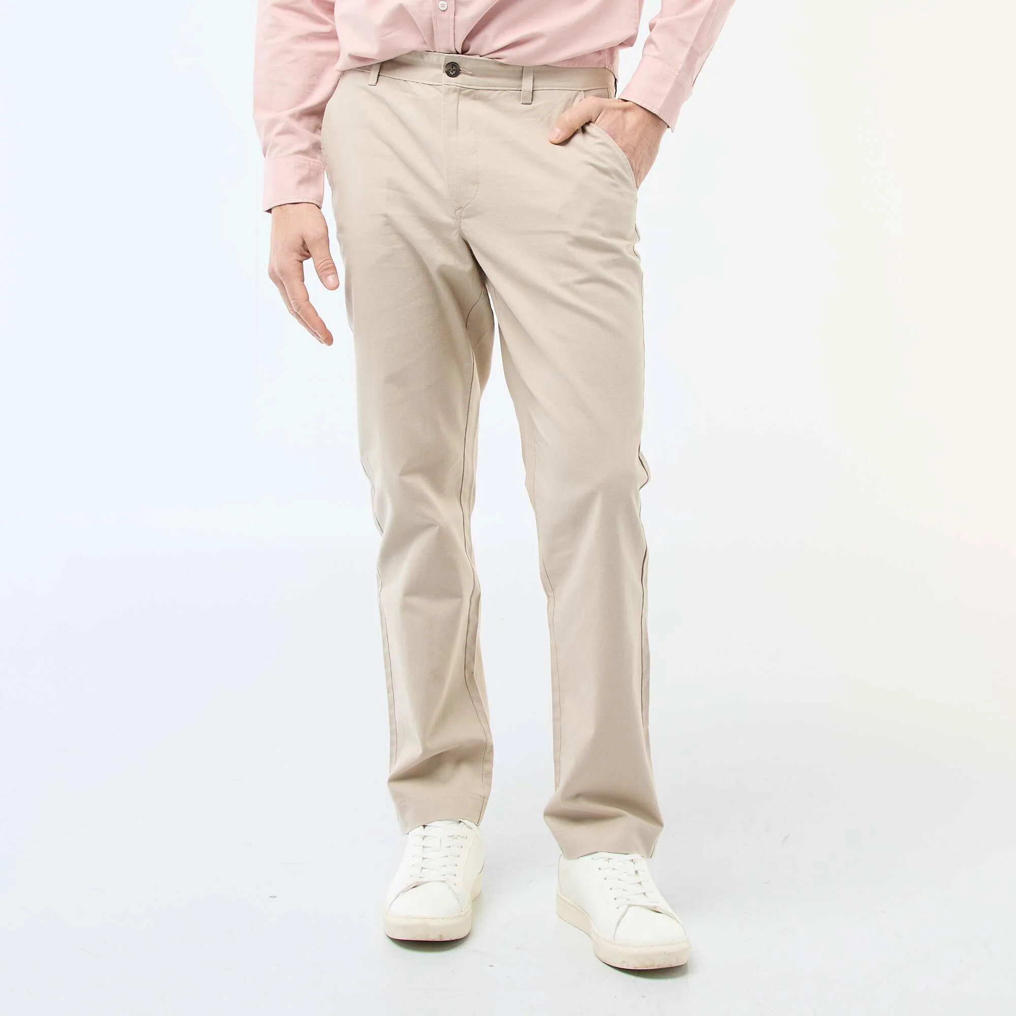 Solid Chino Pants - Regular Waist BEIGE - Image 2