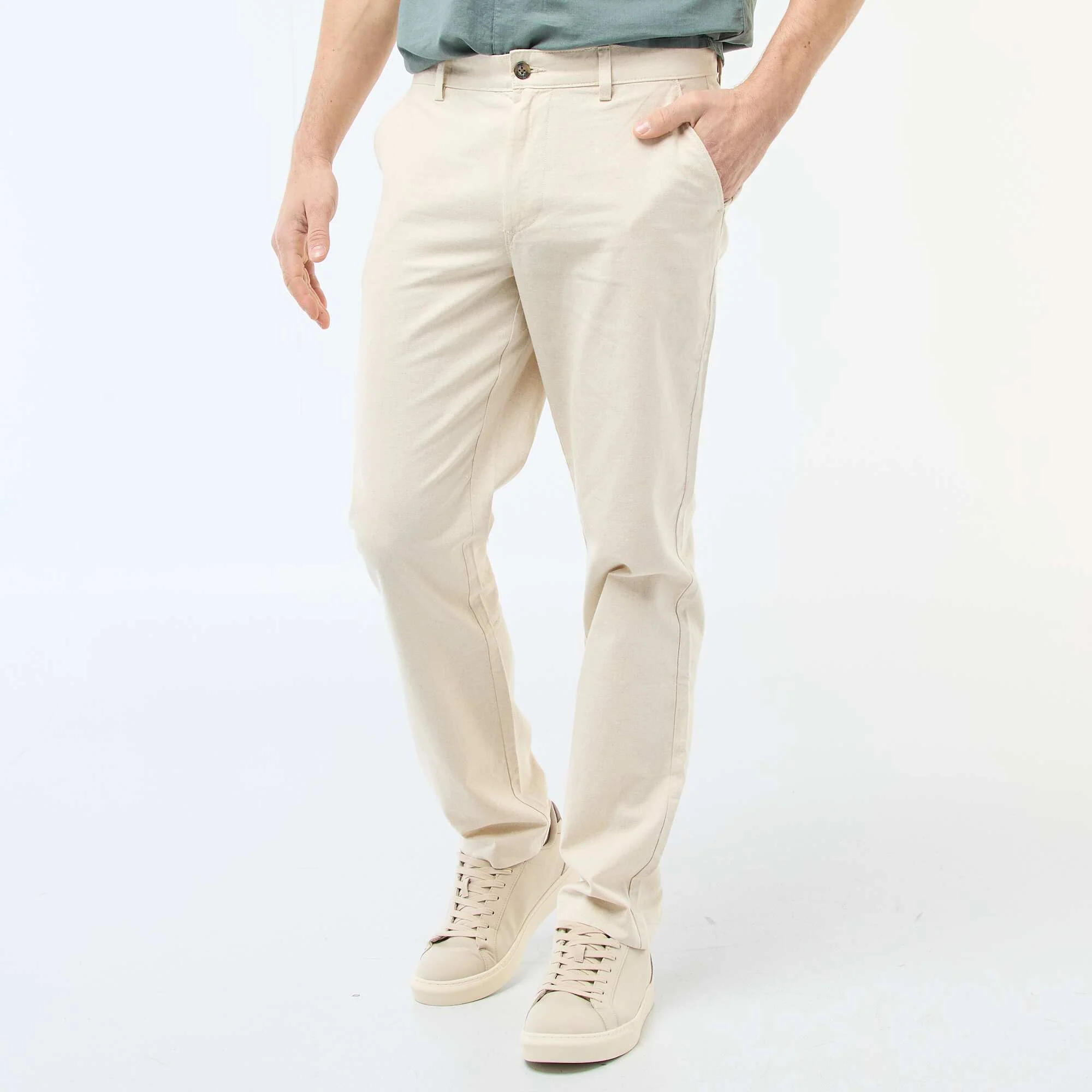 Solid Chino Pants - Standard Waist WHITE - Image 2