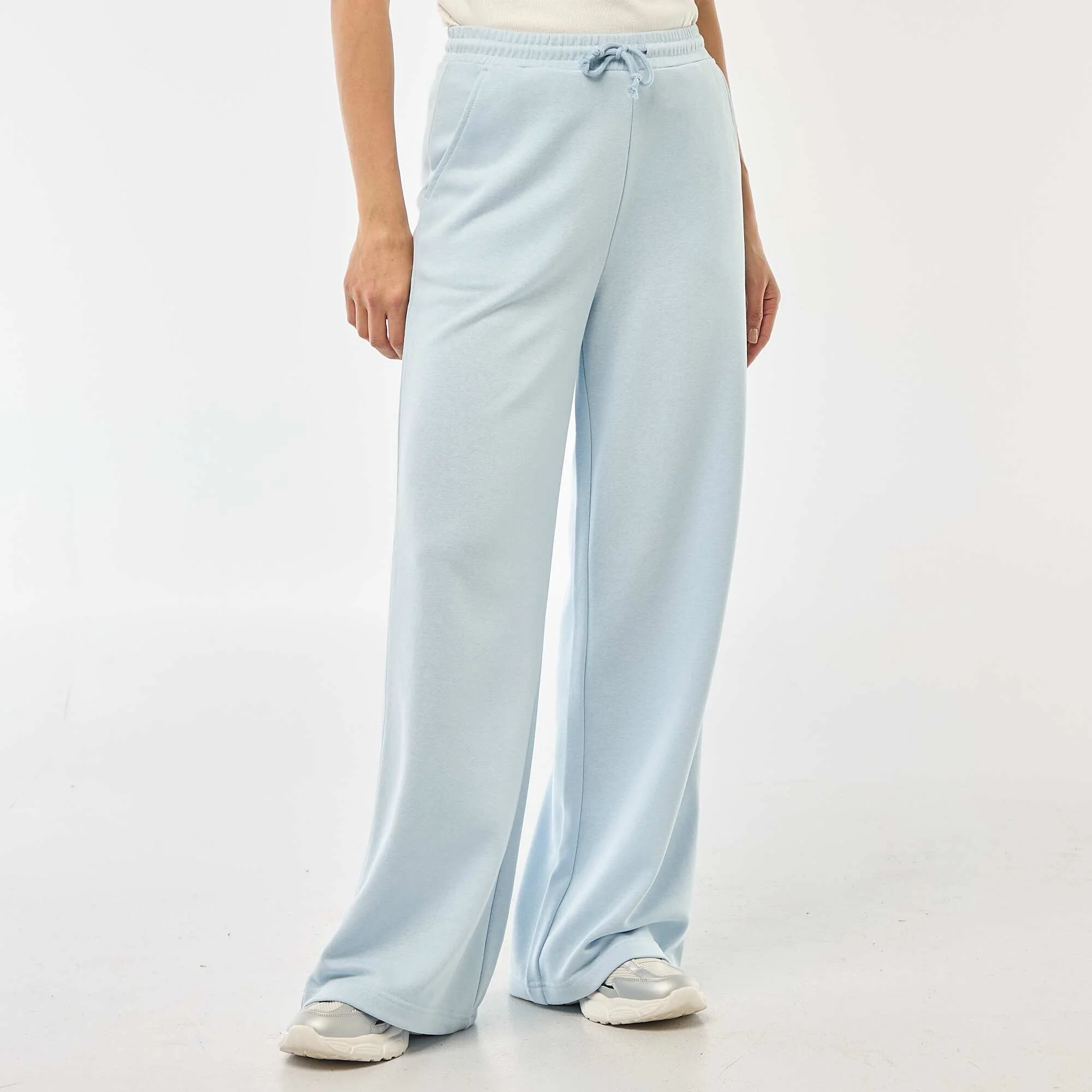 Solid Color Cotton Joggers BLUE - Image 2