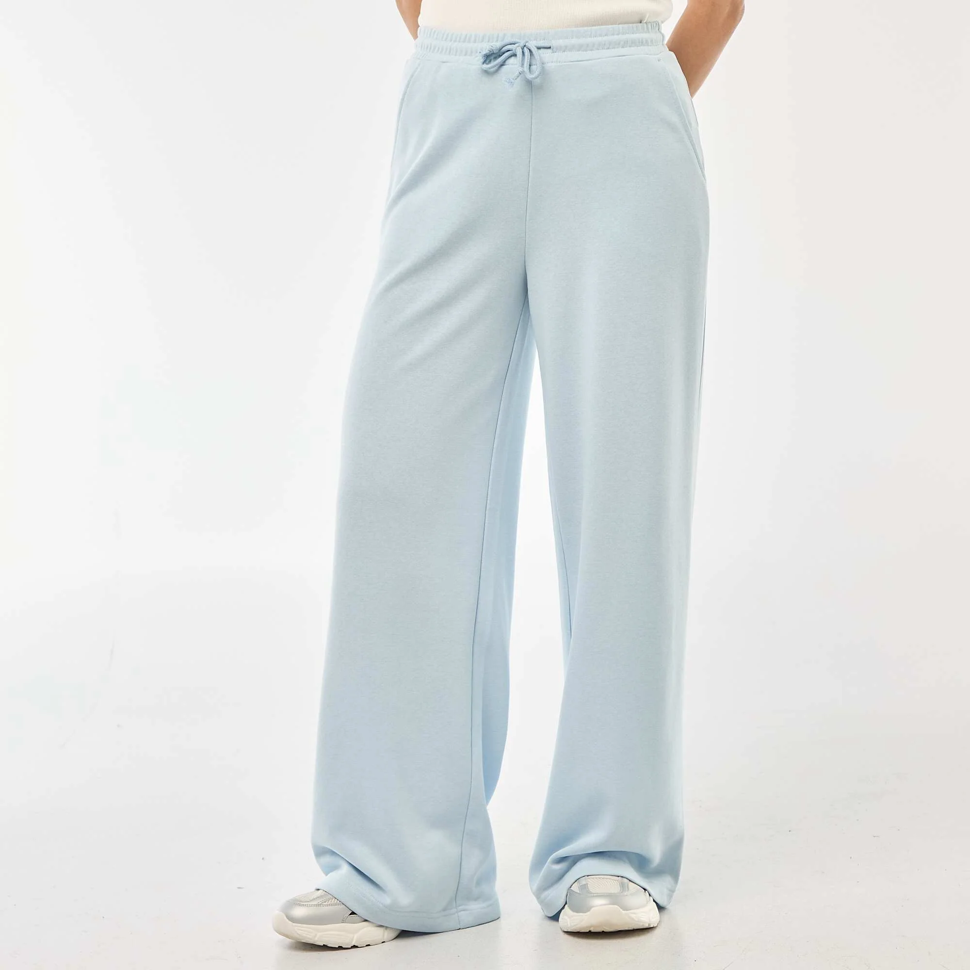 Solid Color Cotton Joggers BLUE - Image 4