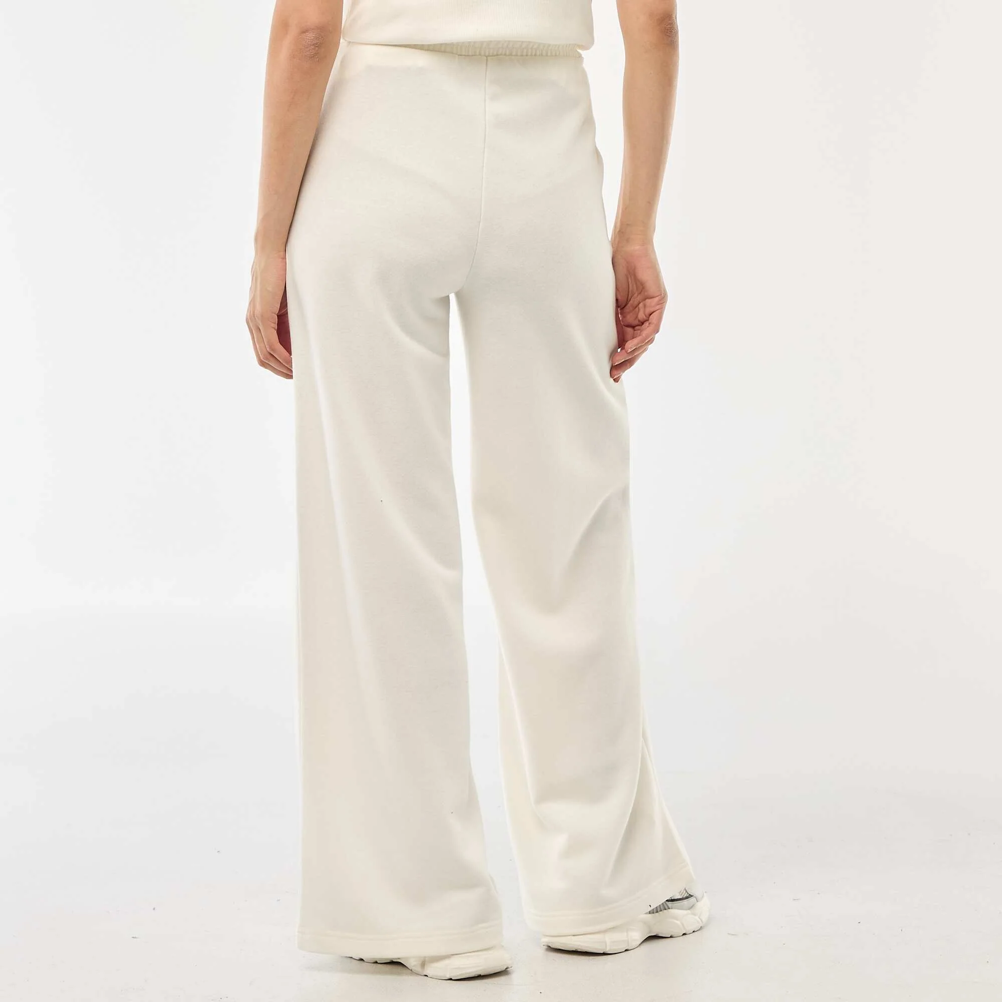 Solid Color Cotton Joggers WHITE - Image 3