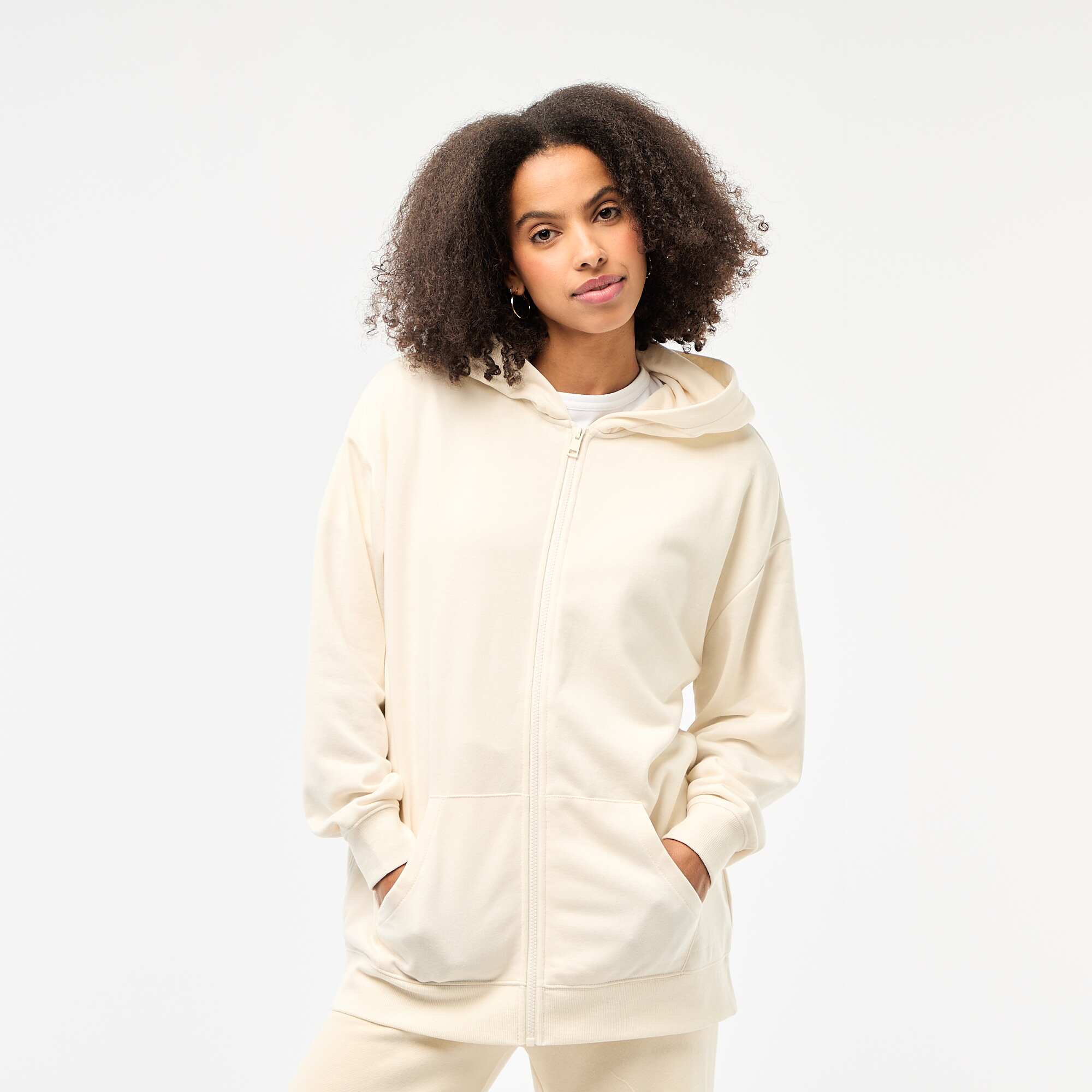 Solid Color Hooded Cardigan BEIGE