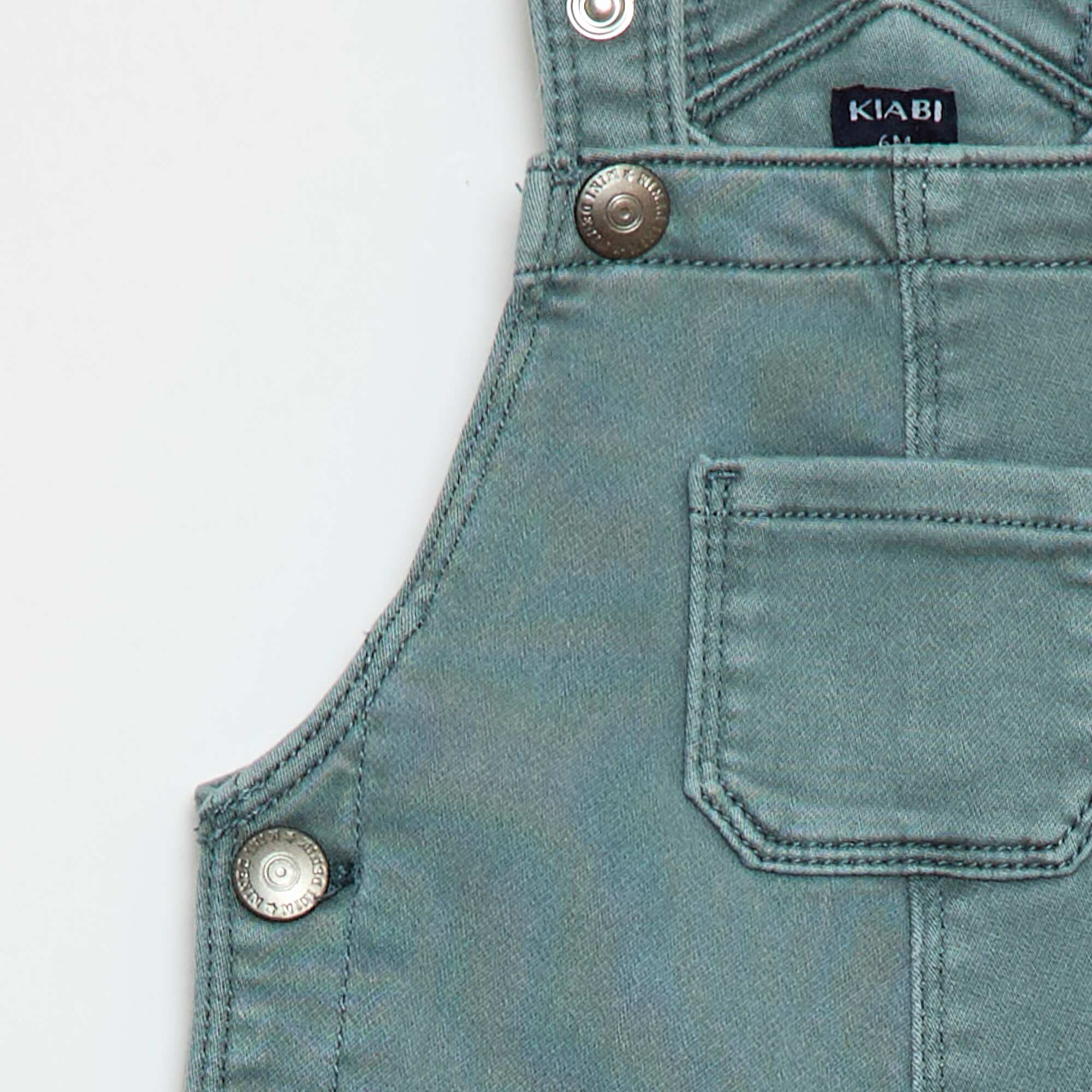 Solid Color Overalls with Adjustable Straps BLUE - Image 3