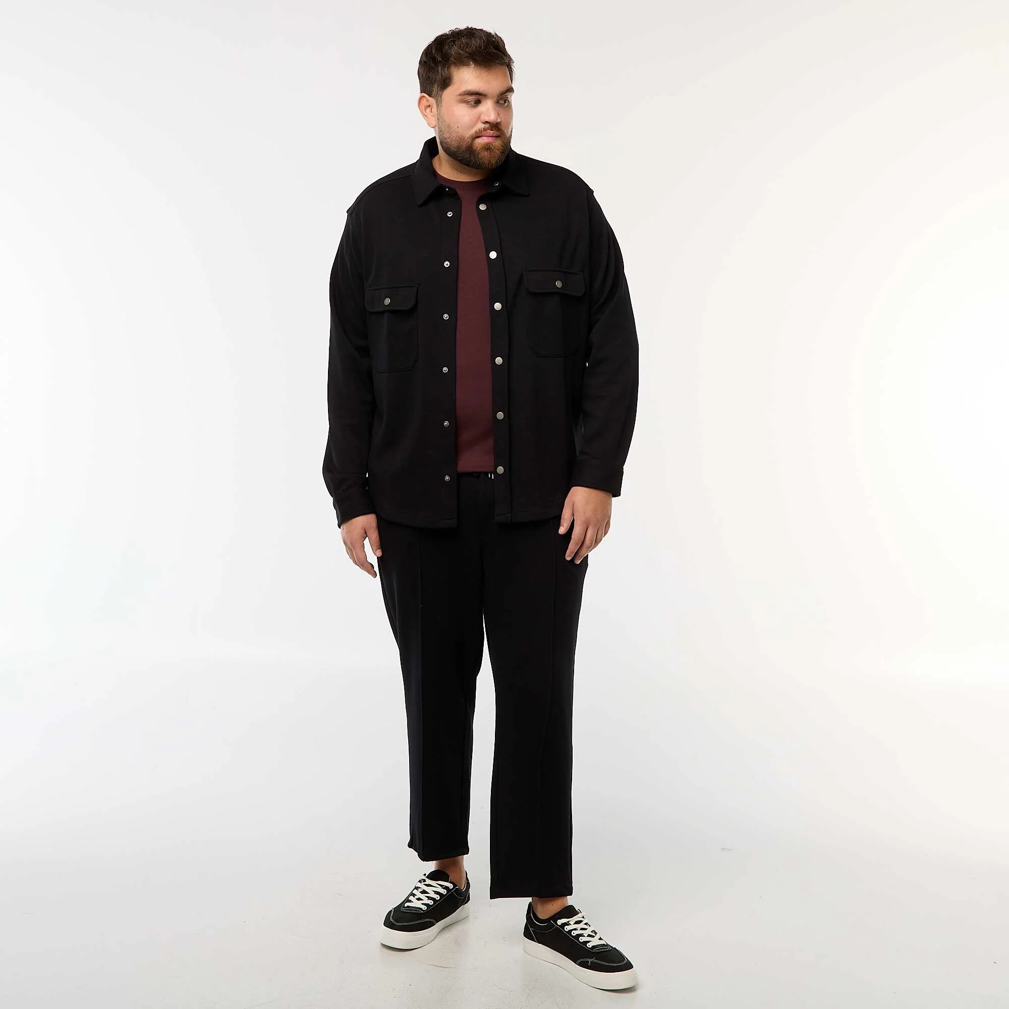 Solid-Color Piqué Knit Joggers BLACK