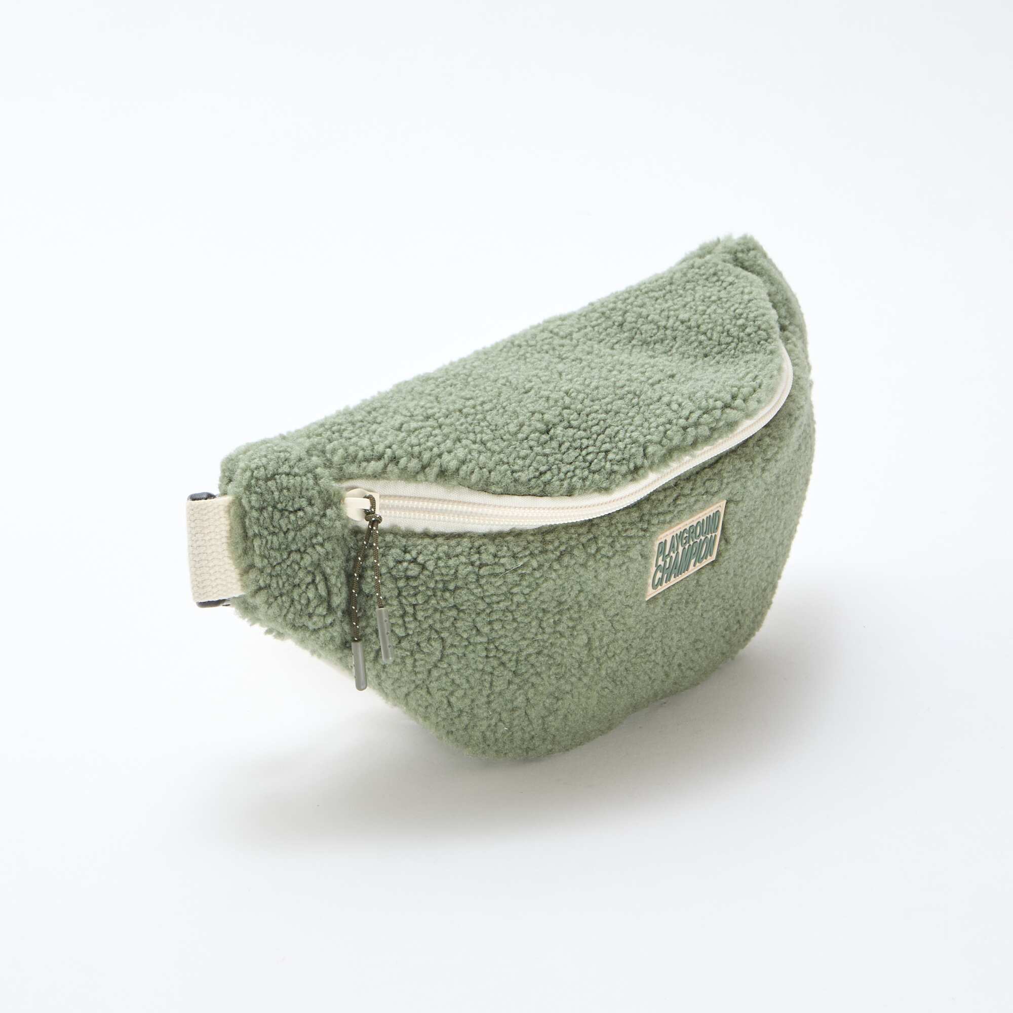 Solid-Color Sherpa Bum Bag 27x15 cm GREEN