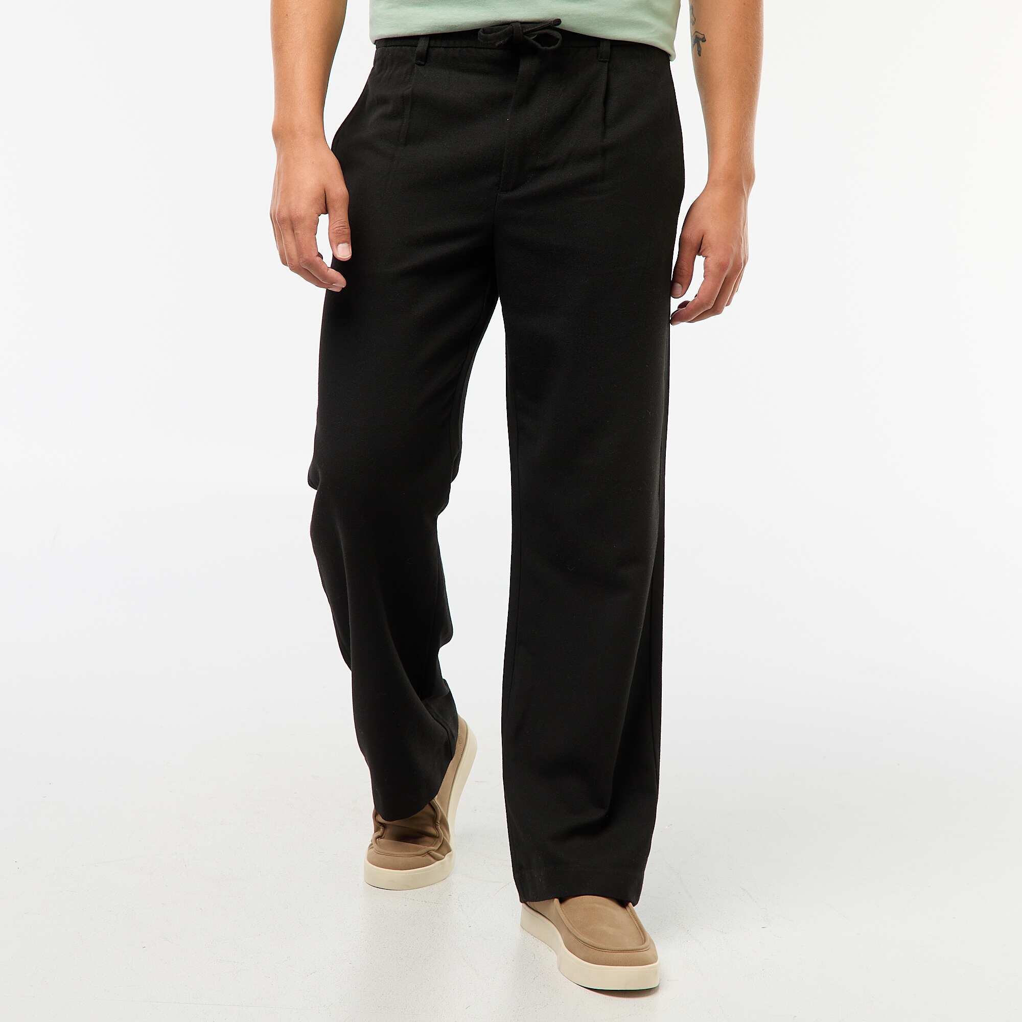 Solid Color Wide Chino Pants BLACK - Image 2