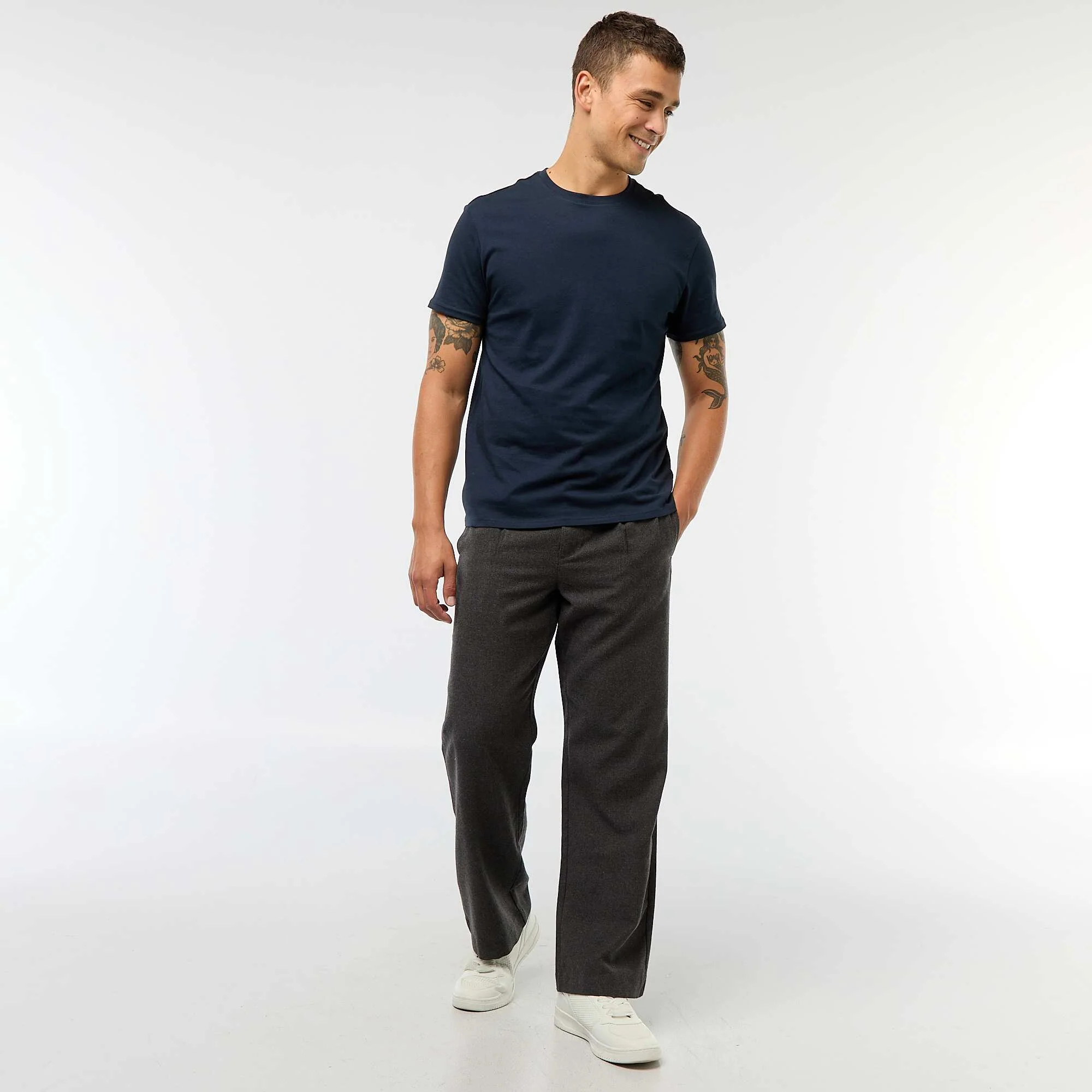Solid Color Wide Leg Chinos GREY