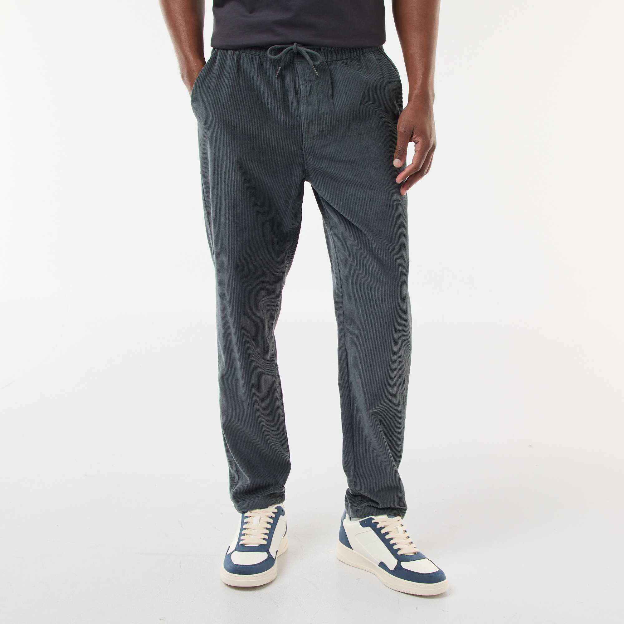 Solid Corduroy Joggers KHAKI - Image 2