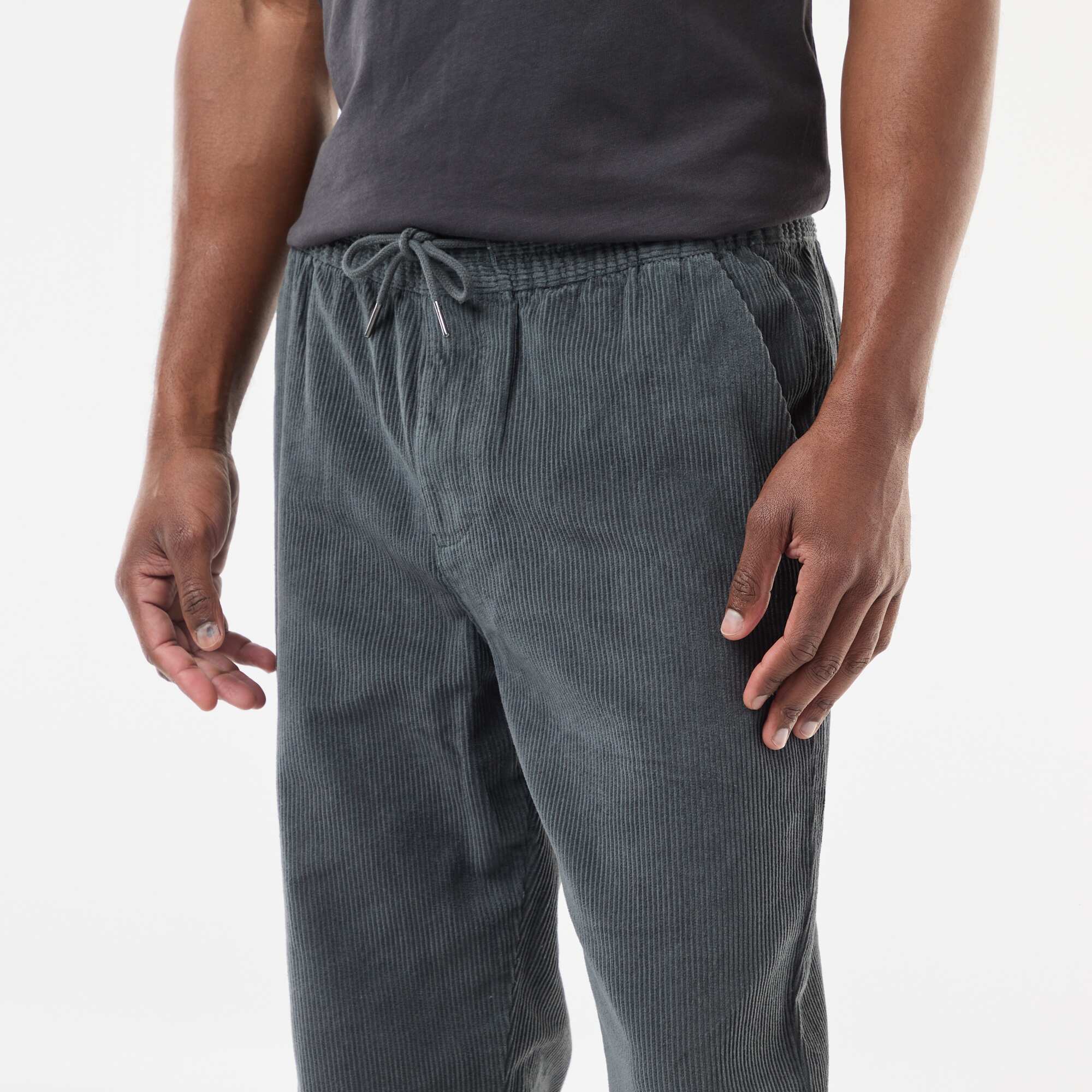 Solid Corduroy Joggers KHAKI - Image 4