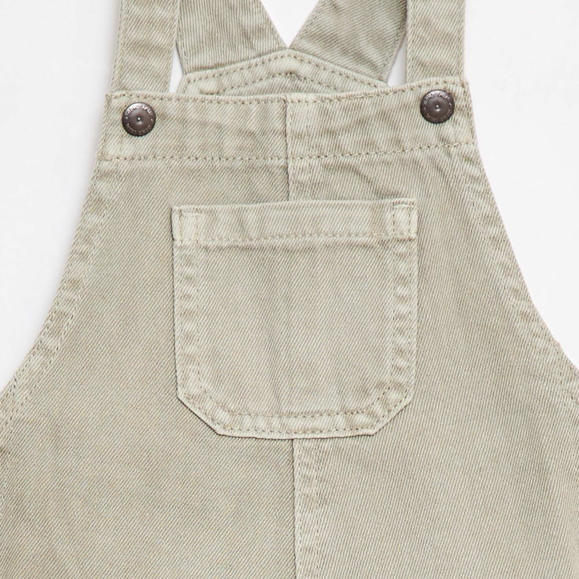 Solid Cotton Denim Short Overalls GREY - Image 3