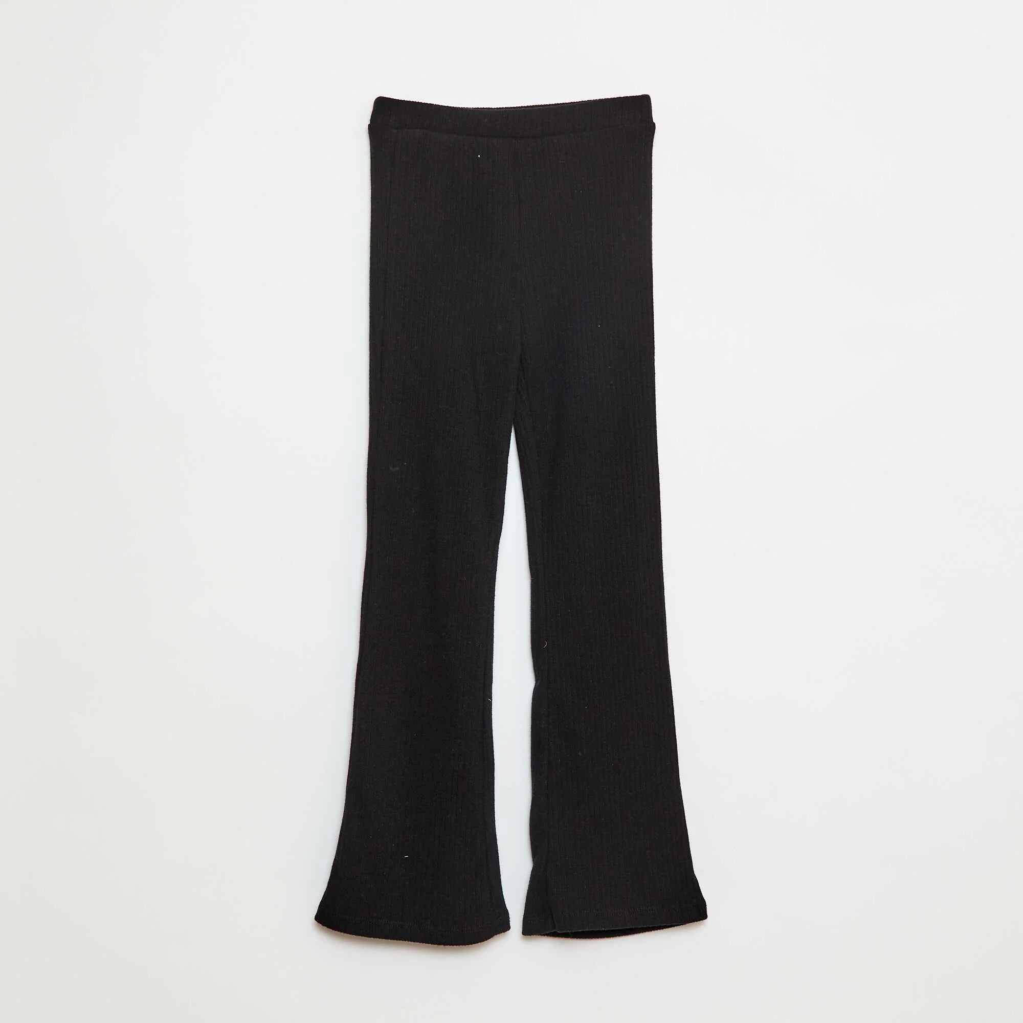 Solid cotton flare trousers BLACK