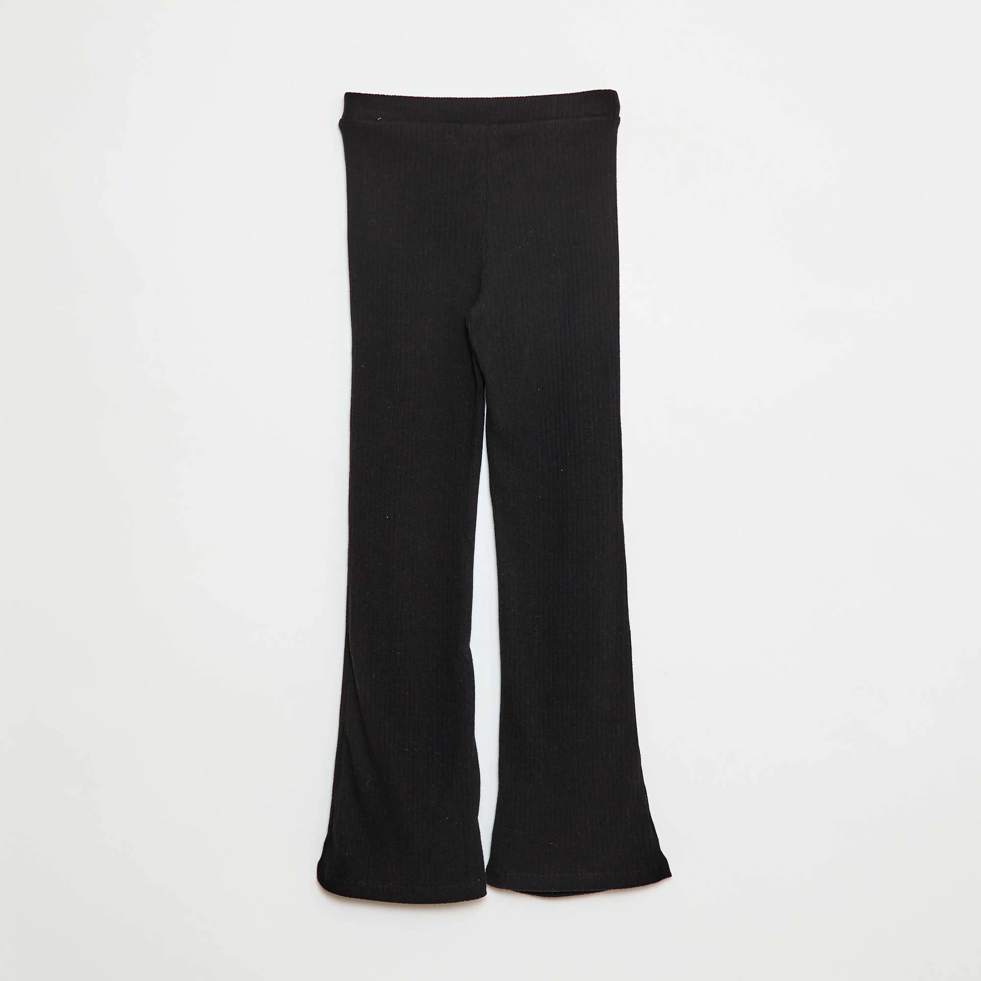 Solid cotton flare trousers BLACK - Image 2