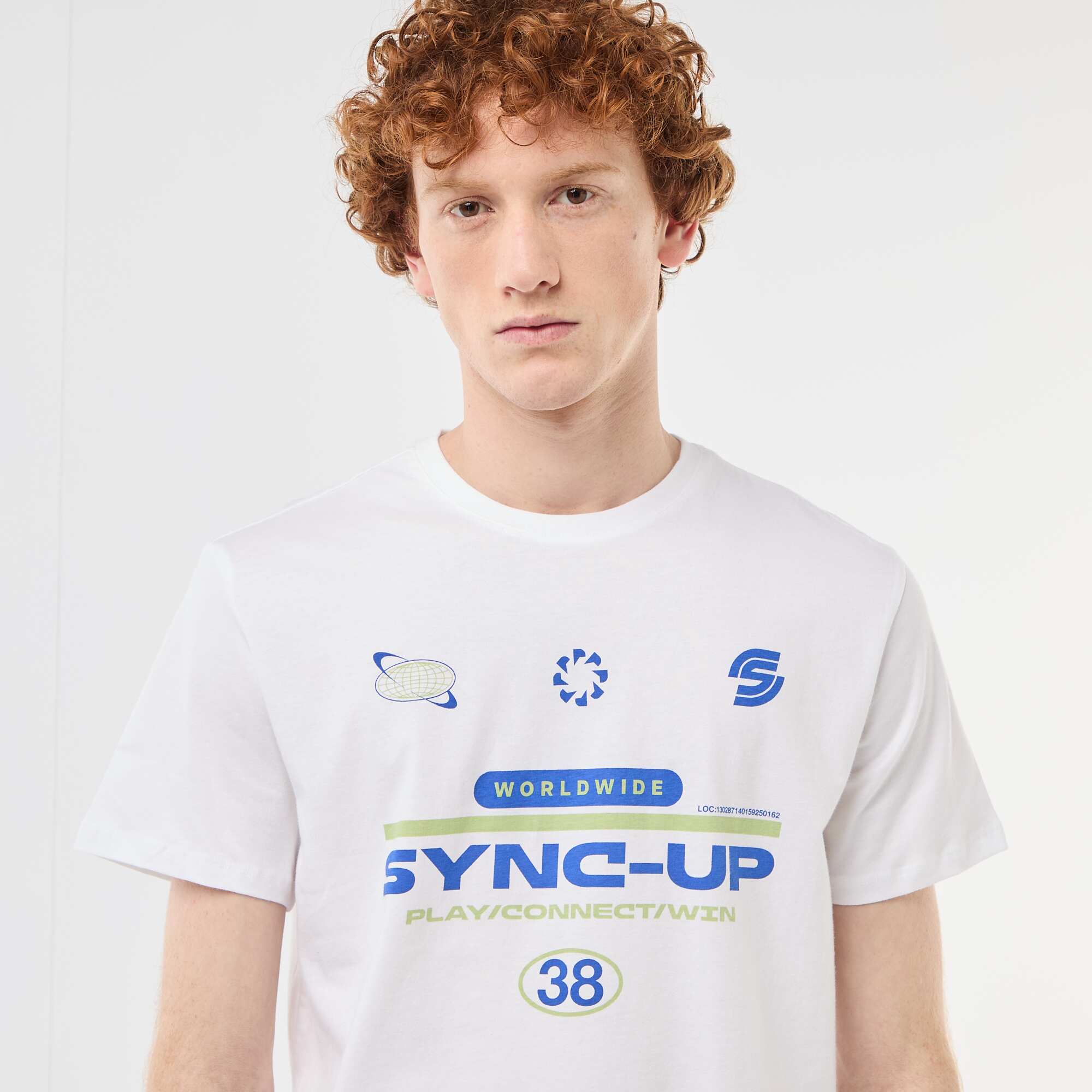 Solid Cotton Placement Print T-Shirt WHITE - Image 4
