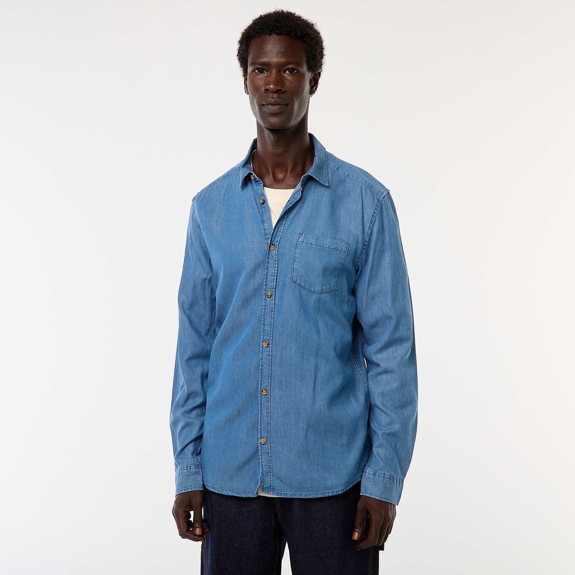 Solid Denim Shirt BLUE - Image 3